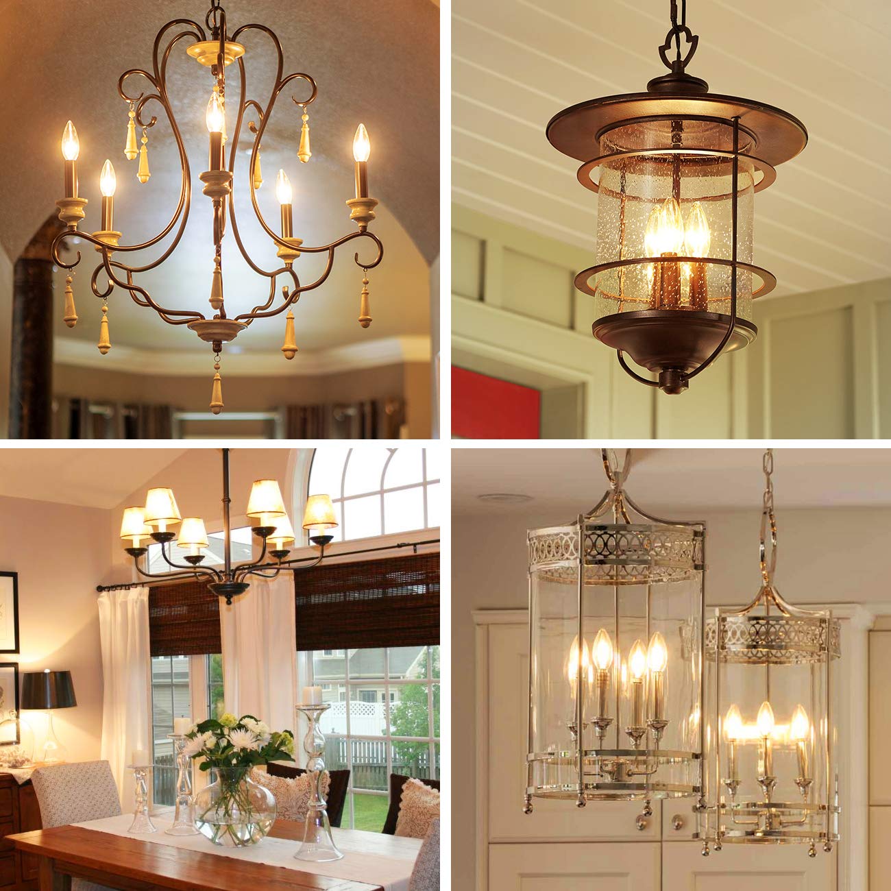 ANWIO LED Filament Bulb E12 Candelabra 5.5W 2700K Warm White Pack of 6 Non-Dimmable