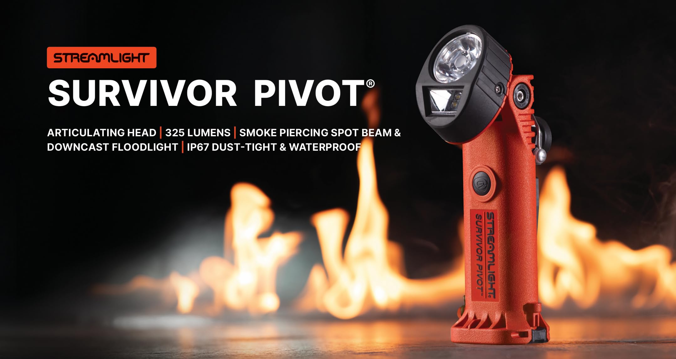 Streamlight 91838 Survivor Pivot USB 325-Lumen Right Angle Articulating Dual Beam Rechargeable Flashlight with Magnet and Clip,