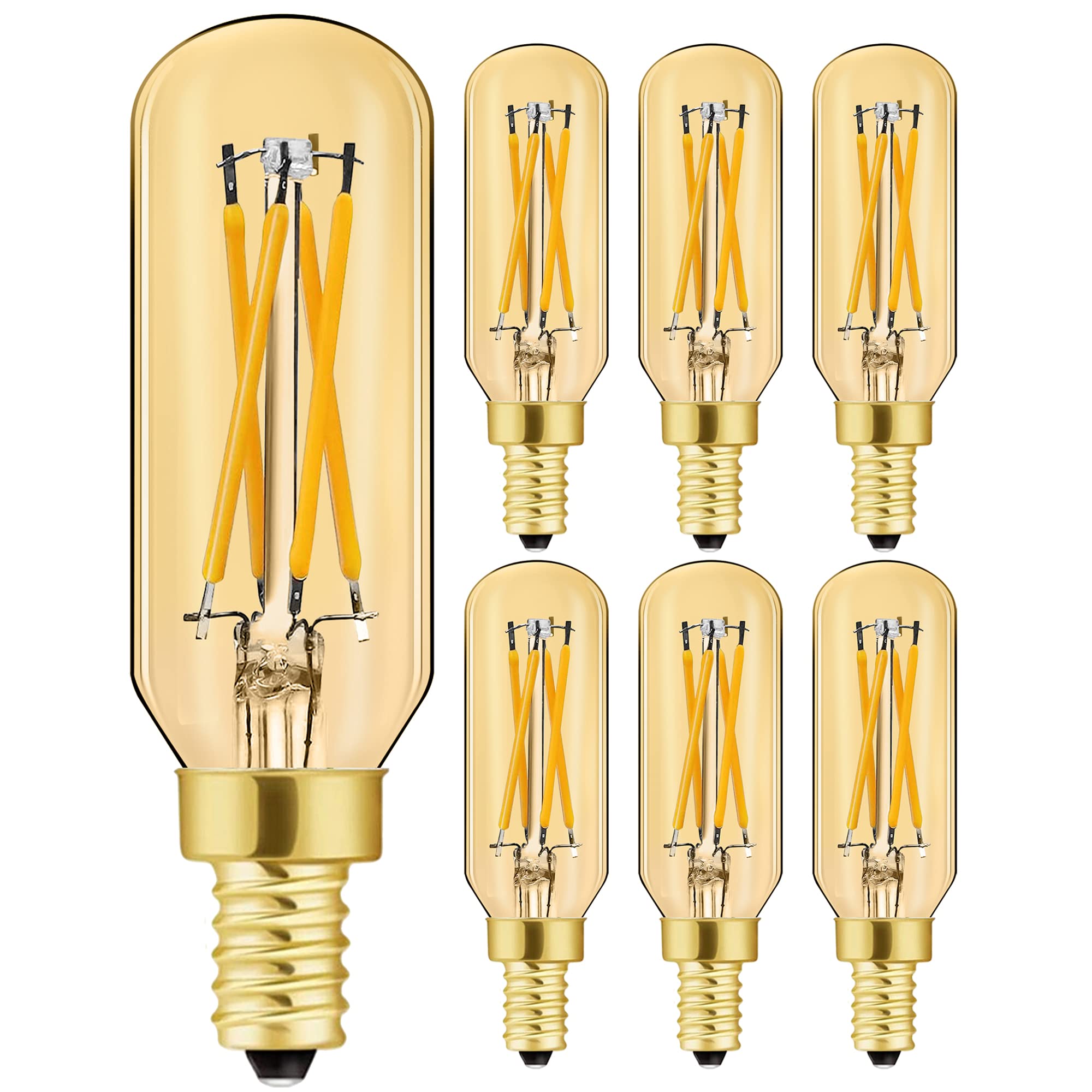 Leools Dimmable LED Light Bulb, 4W E12 Edison Bulb, 40W Equivalent, Warm White 2700K, 6-Pack, Amber Glass, T6, Indoor, Eye-Frien