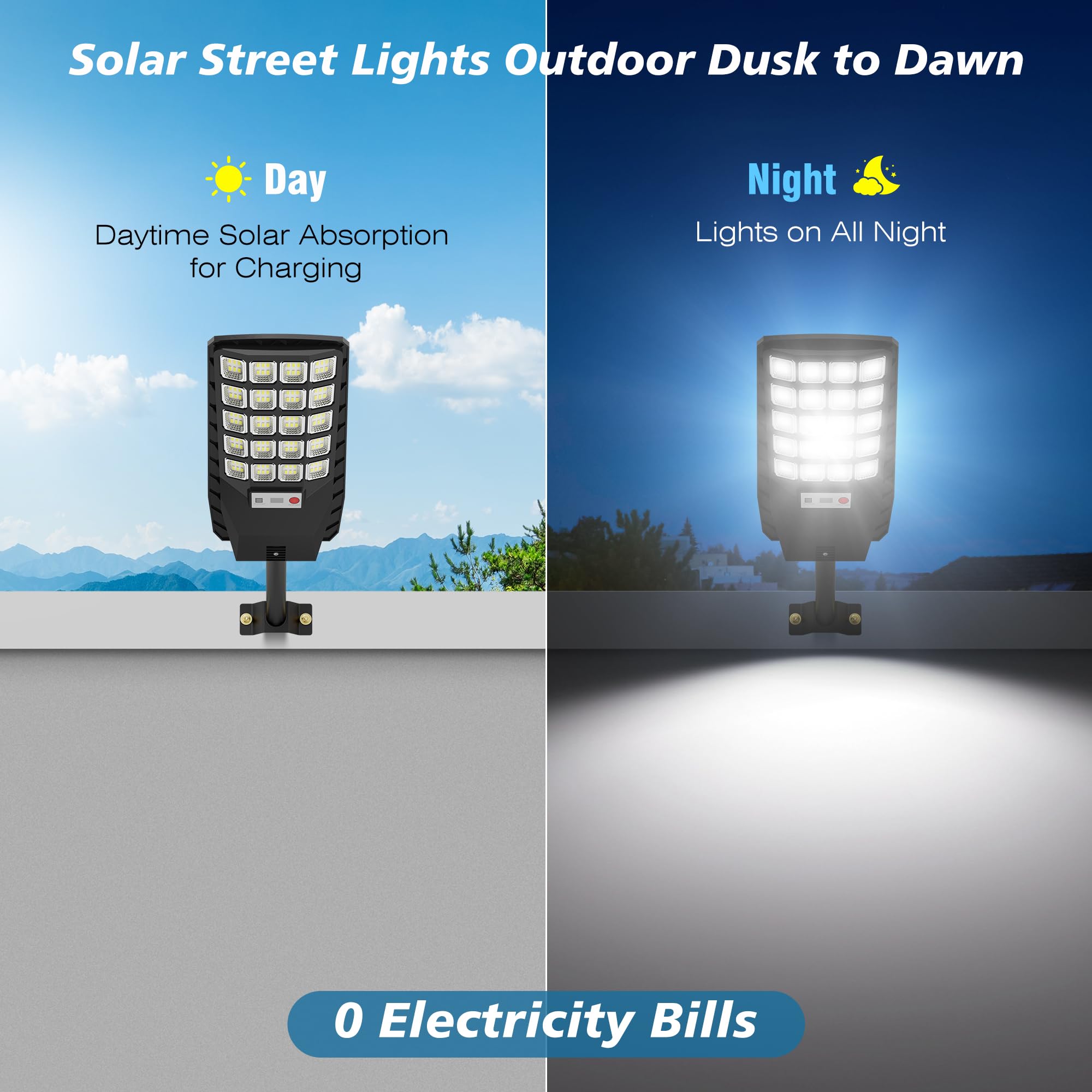 OKPRO Solar Lights Outdoor 320° Wide Angle IP66 Waterproof 6500K Motion Sensor Remote Control 2-Pack Black Model OK-XY120-2