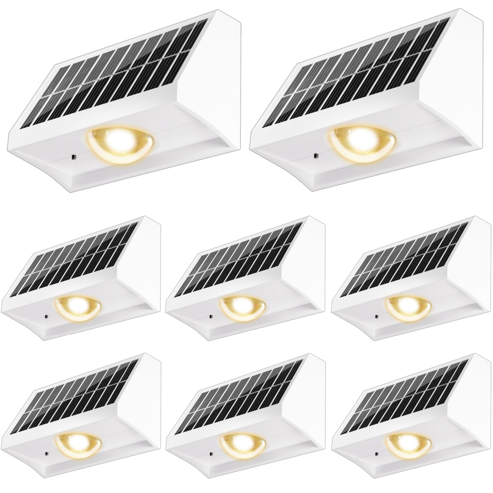 SenLuKit Solar Fence Lights, 8 Pack, Waterproof LED Deck Lights, Warm & Cool White RGB, Model SFL - 8, White
