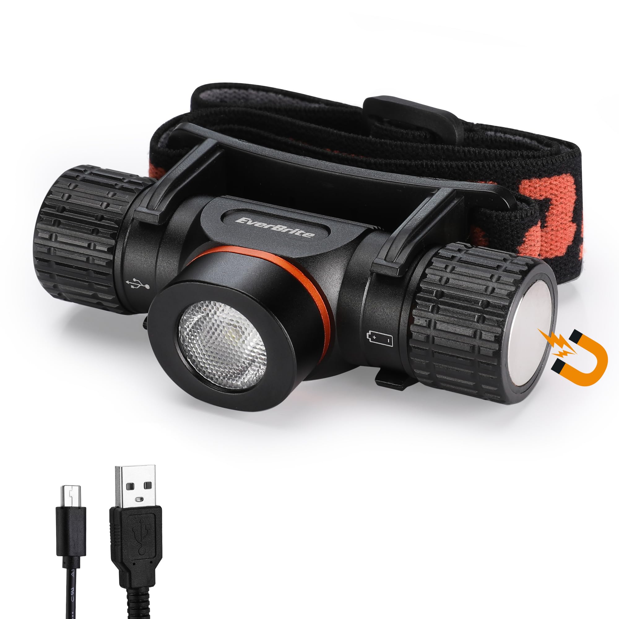 Everbrite Rechargeable Headlamp, 1000 Lumen Led Rechargeable Headlight With 5 Light Modes, Magnetic Base And Adjustable Headstra