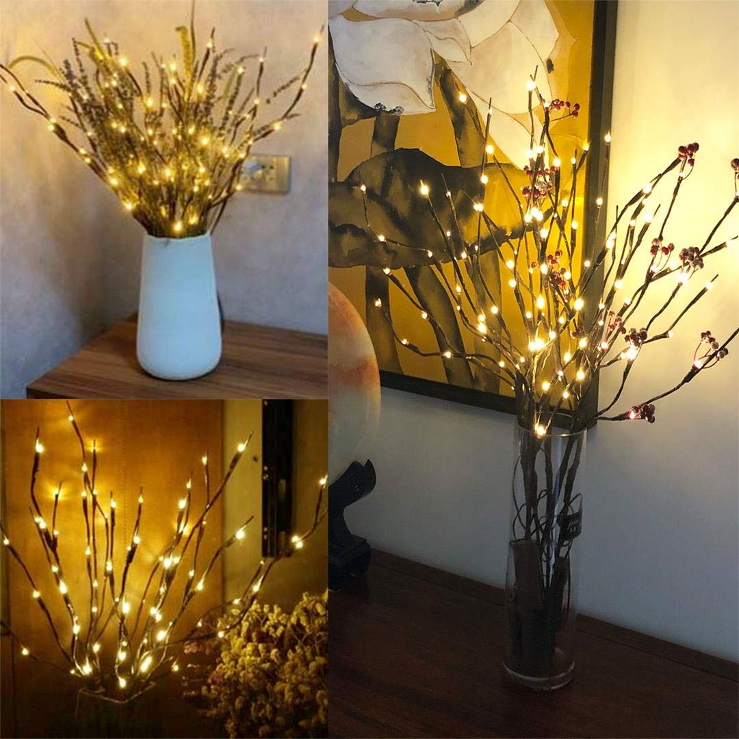 Amars 2 Pack Decorative Led Lighted Branch Lights Battery Operated Artificial Led Twig Branches Decoration For Home Room Decor Christmas Vase (Warm White, 29.5 Inches, 20Leds)