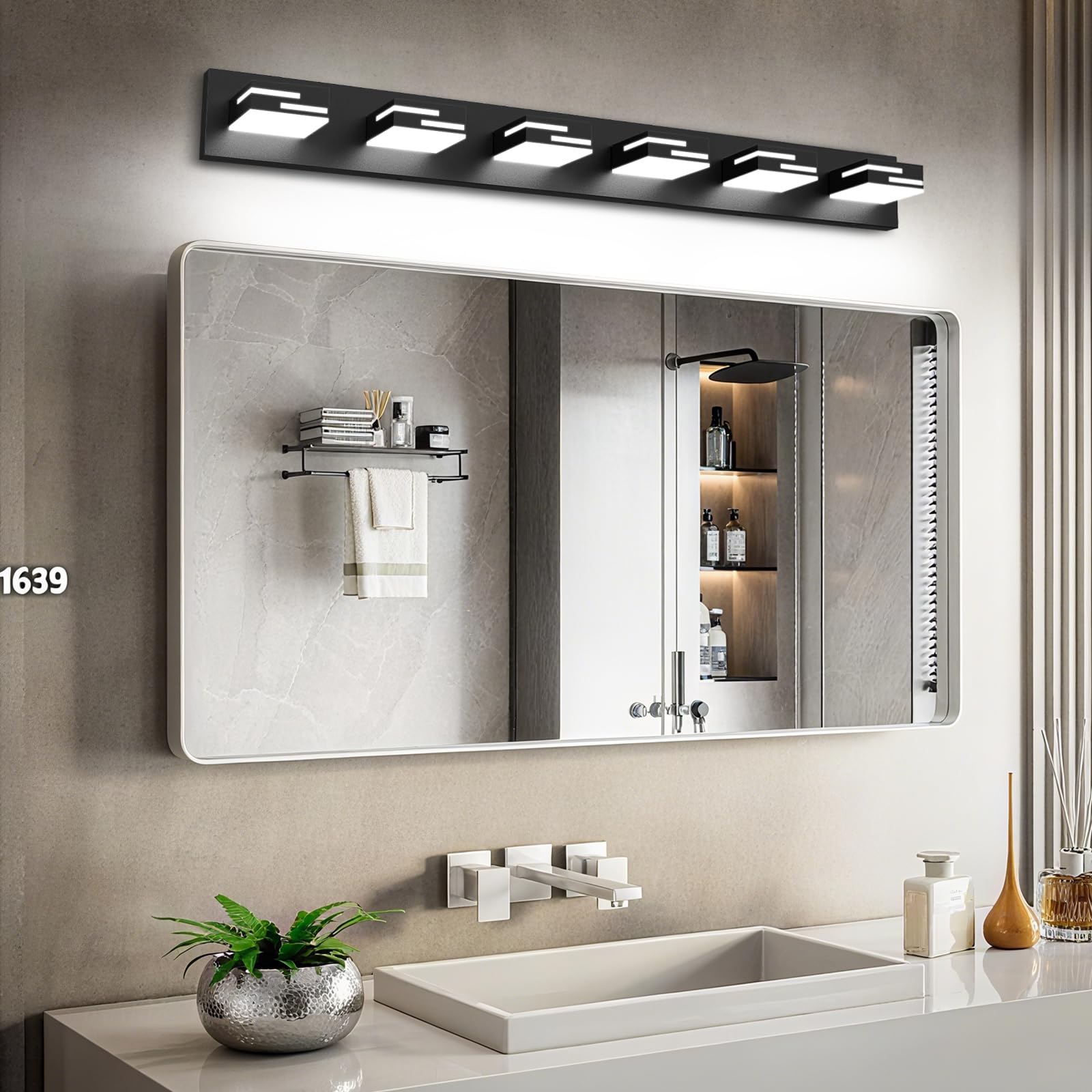 Izorro Modern Led Bathroom Vanity Light Fixtures (6-Light 5Cct Dimmable)  Matte Black Vanity Lights For Bathroom Lighting Fixtures Over Mirror With Rotatable