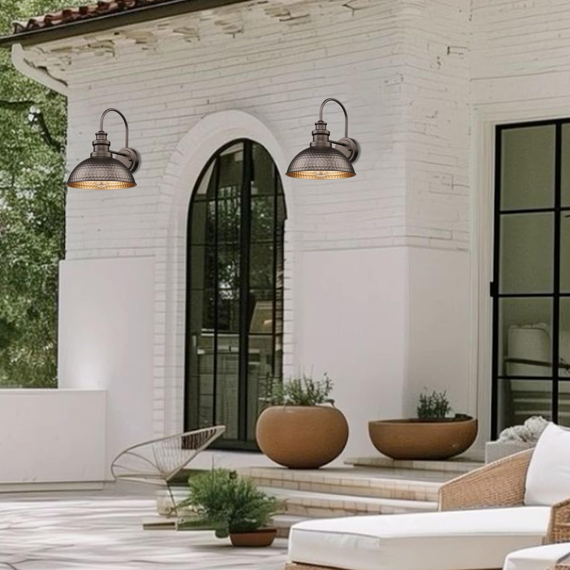 Casia Farmhouse Barn Lights - Rustic Wall Sconce, 2 Pack Oil Rubbed Bronze Outdoor Lighting Fixture