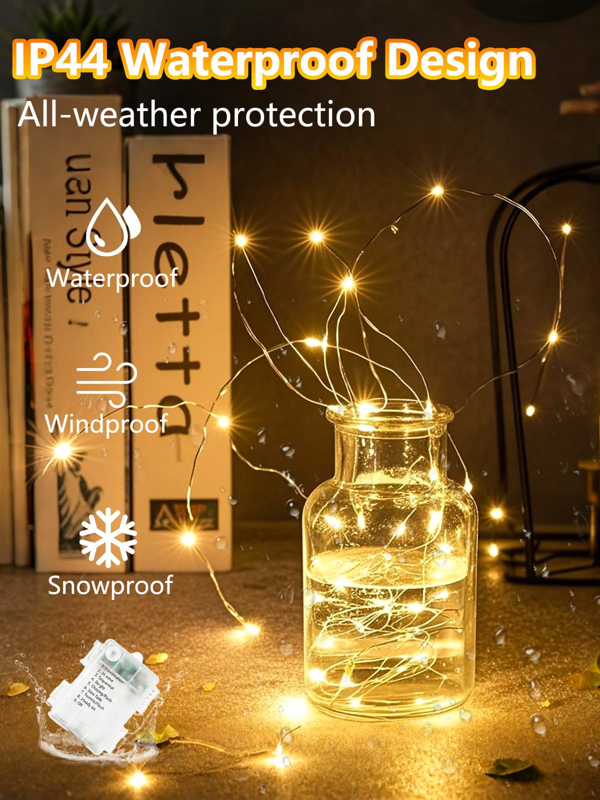 Albelt 6-Pack 33FT LED Fairy Lights, Battery Operated, Remote & Timer, Waterproof, Warm White, Model Sliver100
