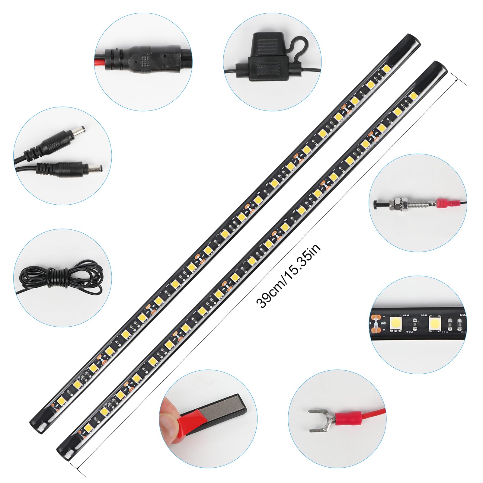 Greceyou 2-In-1 Under Hood Led Light Kit, Waterproof 12V Car Led Light Bar Car Underhood Work Lights With Automatic On/Off, 2Pcs 36Cm/14.17In 21Leds Light Strip Kit, Universal Fits Any Vehicle