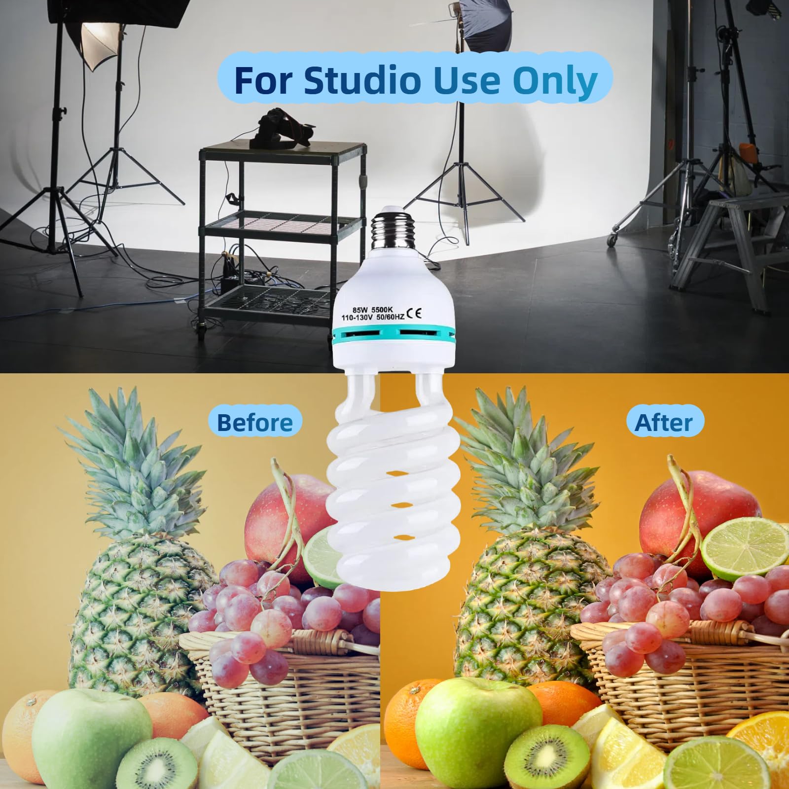 85W Light Bulb 5500K Cfl Daylight Spiral Softbox Lighting Kit Bulb In E27/E26 Socket For Photography Photo Box