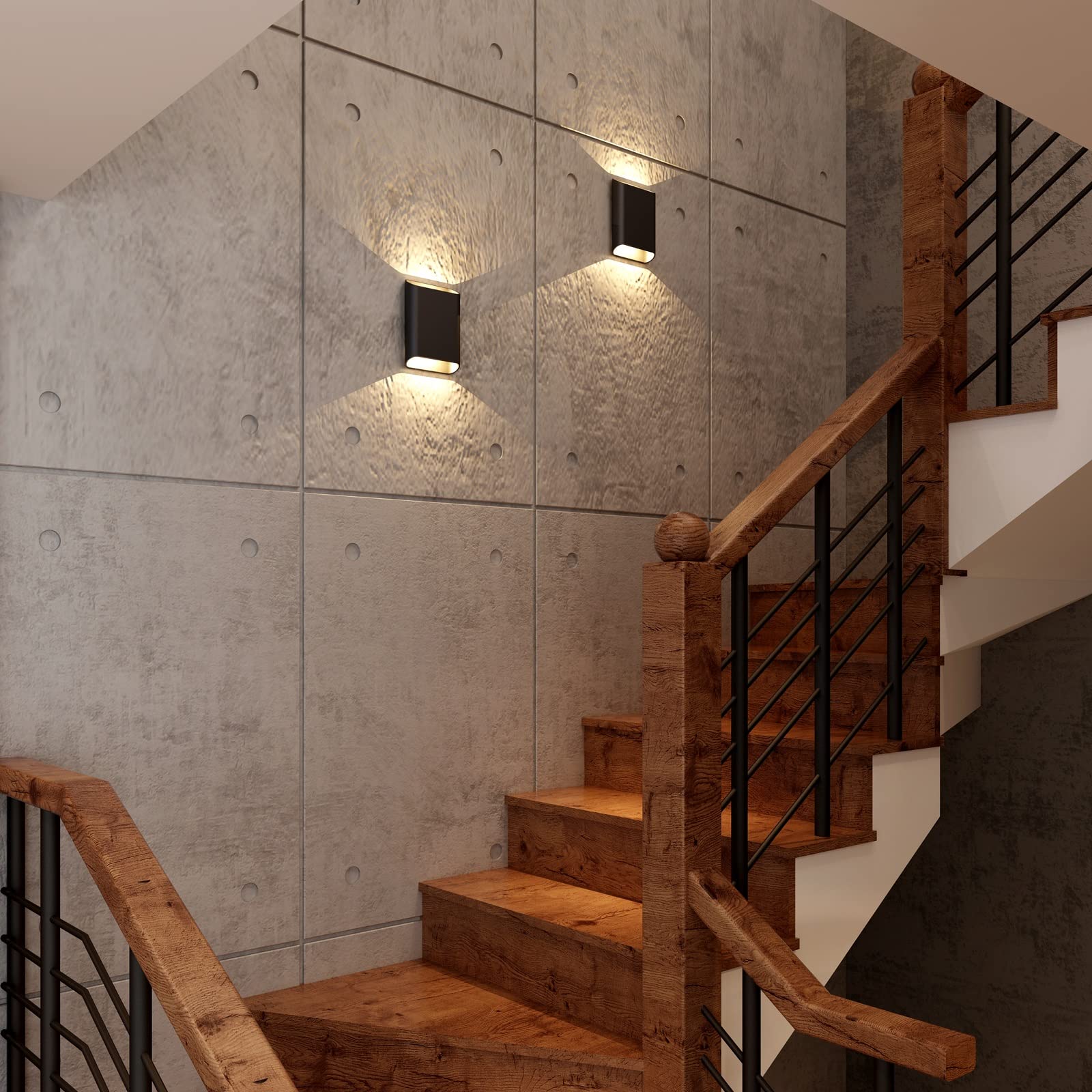 ilucezzo Outdoor Wall Sconces LED Dimmable 7.8" Black Metal IP65 Waterproof, Model 640888-001-BK