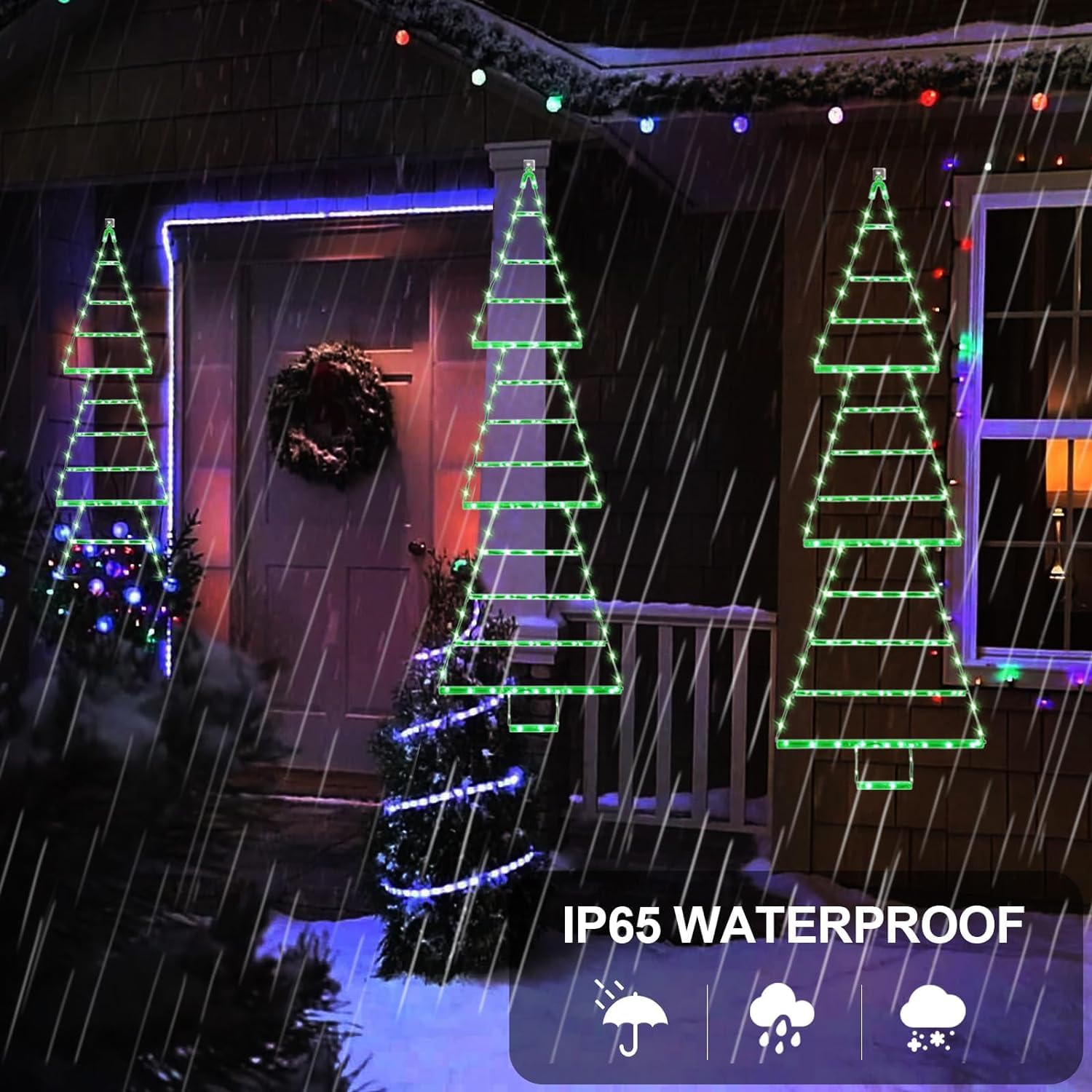 Muyun (2023 New) Christmas Decorations Led Christmas Light 4.3Ft Christmas Ladder Tree Lights,165 Led Outdoor Christmas Lights Decorations For Home,Wall,Window,Xmas Tree Decor (Green)