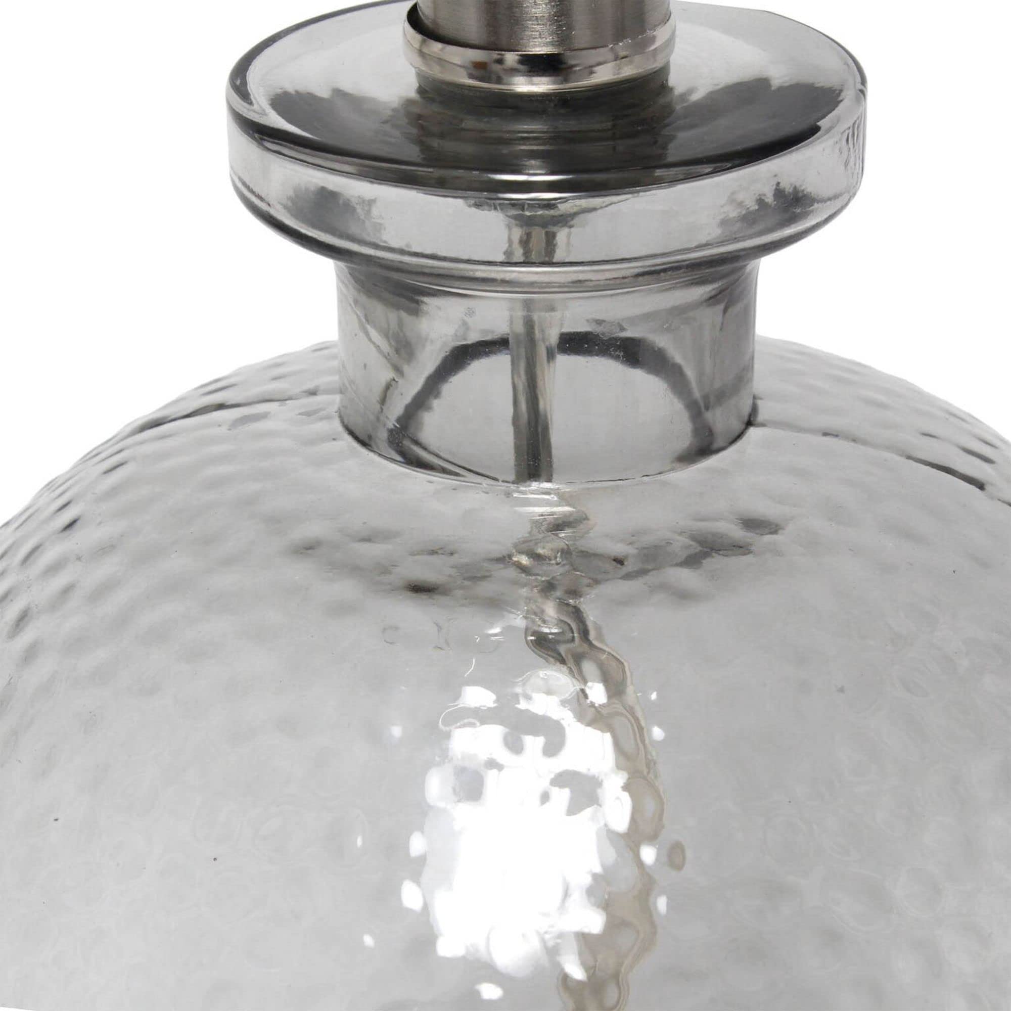 Lalia Home Contemporary Smokey Gray Hammered Glass Jar Table Lamp With White Linen Shade