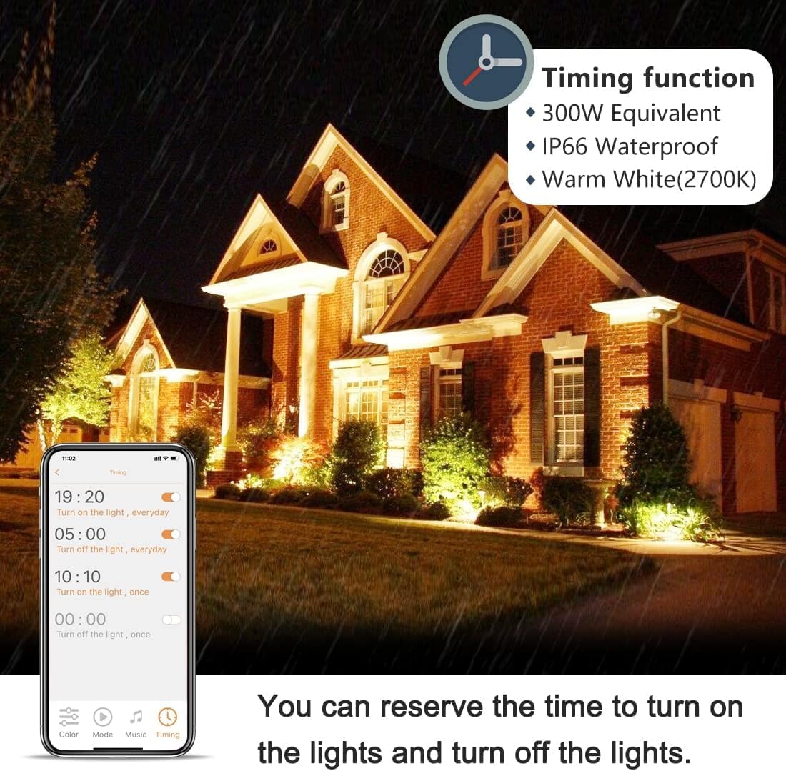 MELPO 30W LED Flood Light - Bluetooth RGBW Smart Stage Lights, 3000 LM, IP66, Black, 2 Pack, Model BLFL-LFCA