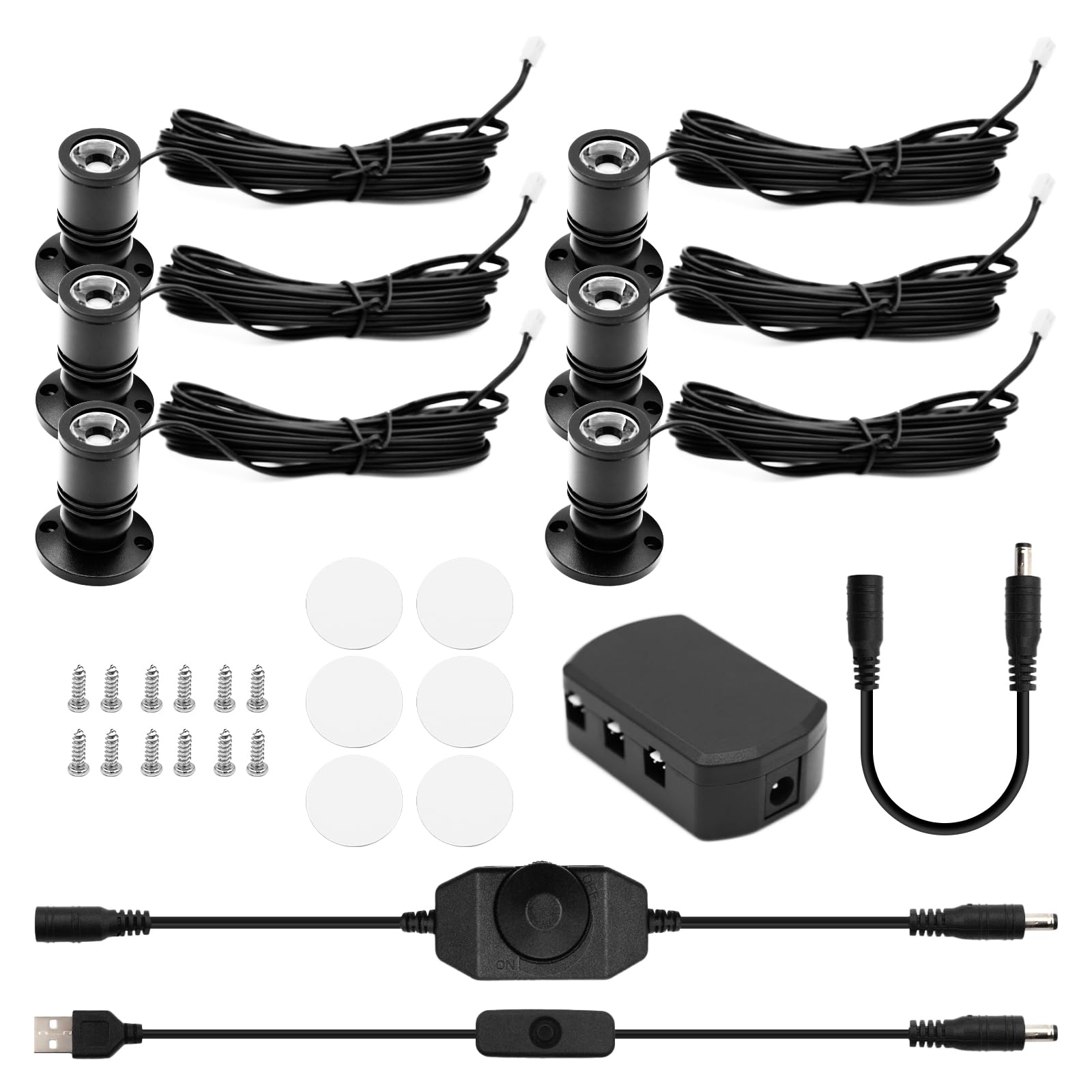 Dtructiew LED Spot Light 6PCS, 1W Dimmable Indoor Accent Lights, Daylight 6000K, Aluminum Steel, Model XTGTD01