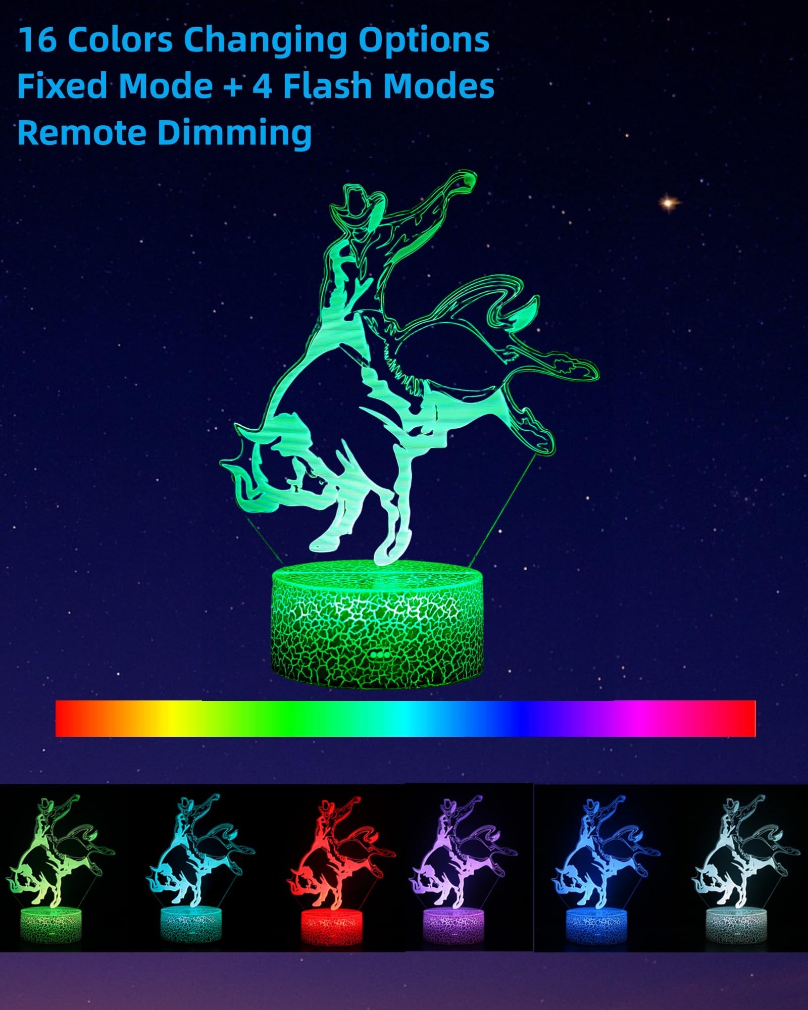 Kenmaca 3D Illusion Lamp Night Light, Multicolor, Touch & Remote Control, Dimmable, Gift for Kids & Teens