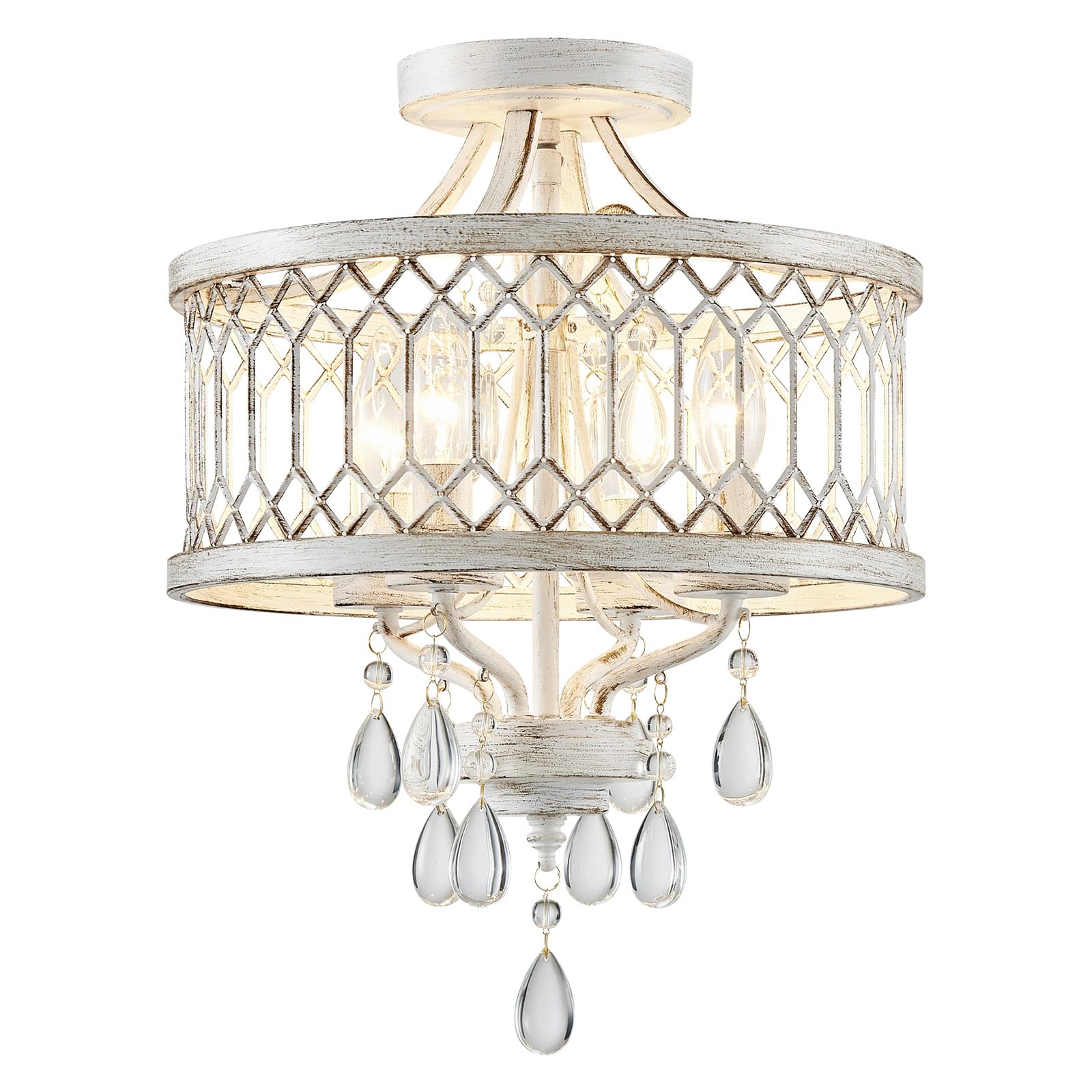 Crystal Ceiling Light Fixture  Modern Semi Flush Mount Ceiling Light  Farmhouse Crystal Chandeliers For Dining Room Light Fixture  Hallway Lighting Fixtures For Kitchen Bedroom Bathroom Foyer Entryway