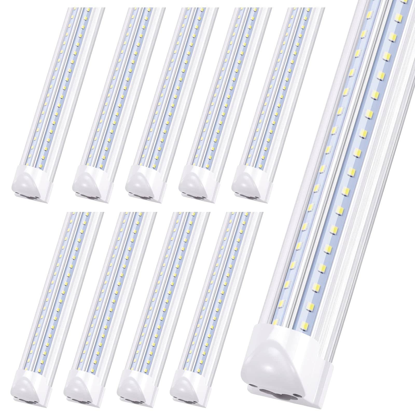 Ligheart 8Ft Linkable Led Shop Light - 100W 12000Lm, 6000K Cold Light, T8 Integrated Led Tube Fixture, V-Shaped, High Output For