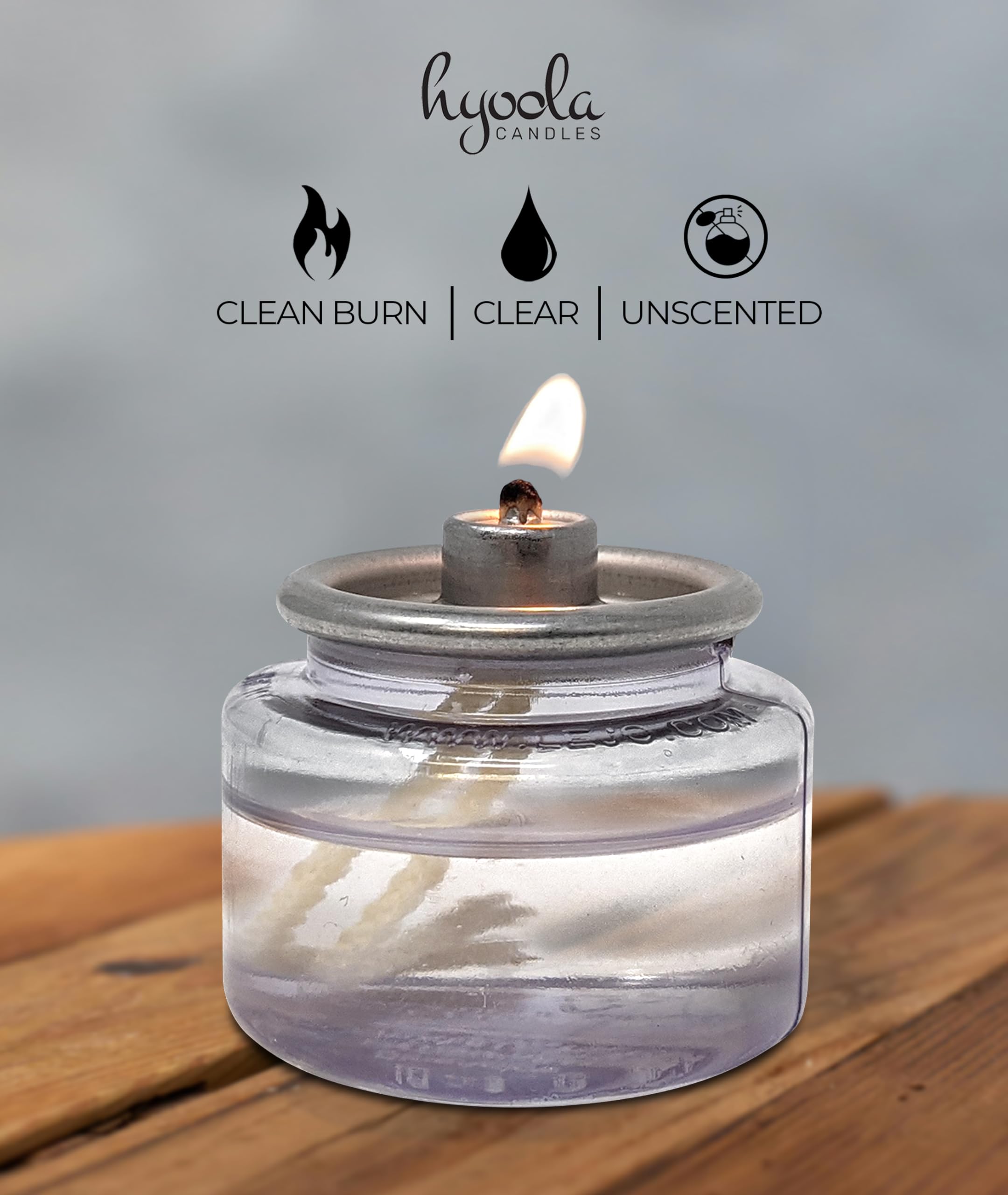 Hyoola Oil Candles - 24 Pack Disposable Liquid Paraffin Tea Lights - 8 Hour Clear Candles for Restaurants & Emergencies