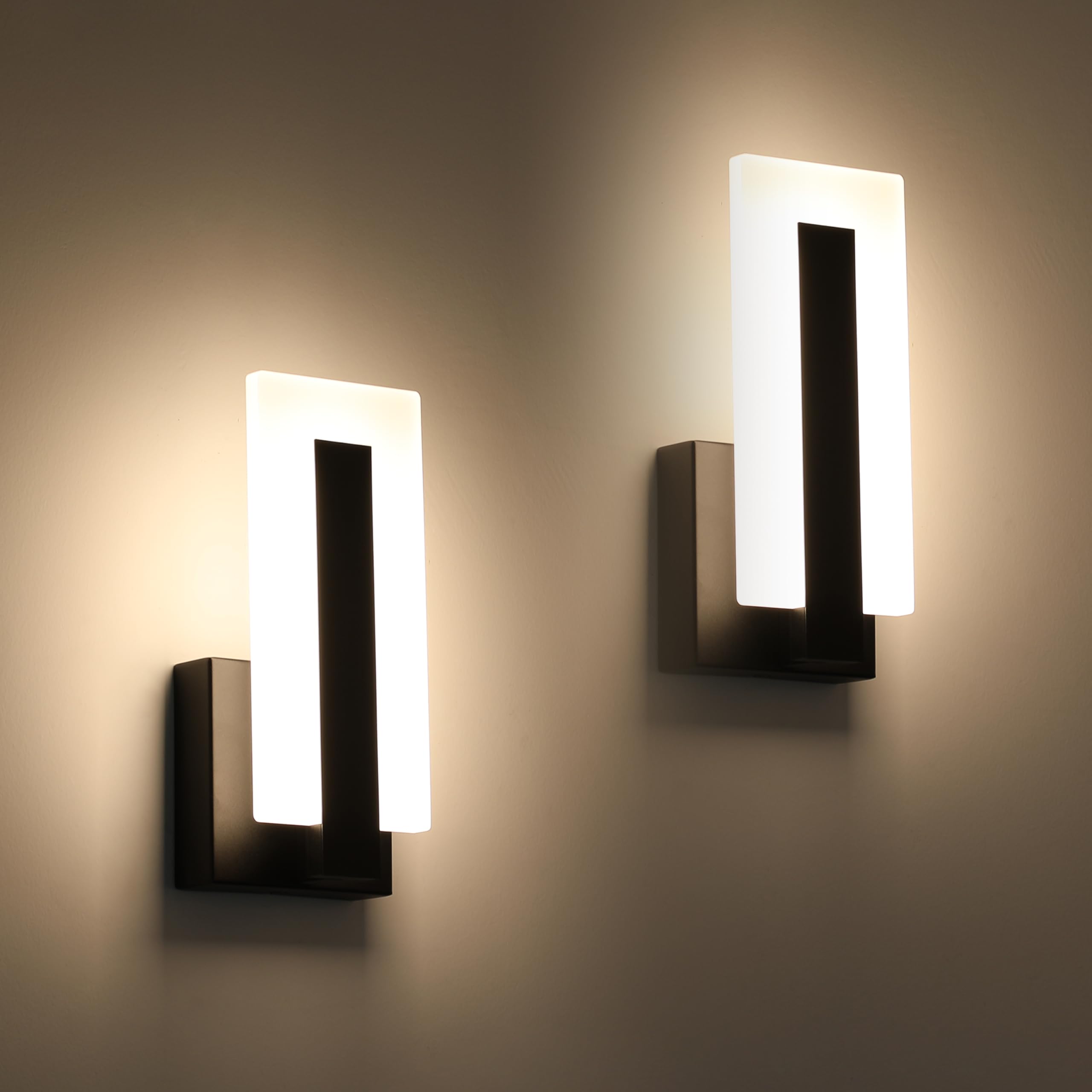 Joosenhouse LED Wall Sconces Set of 2, Up and Down Black 3000K Warm White, Hard-Wired 9.76 inch - Non Dimmable, Model 306