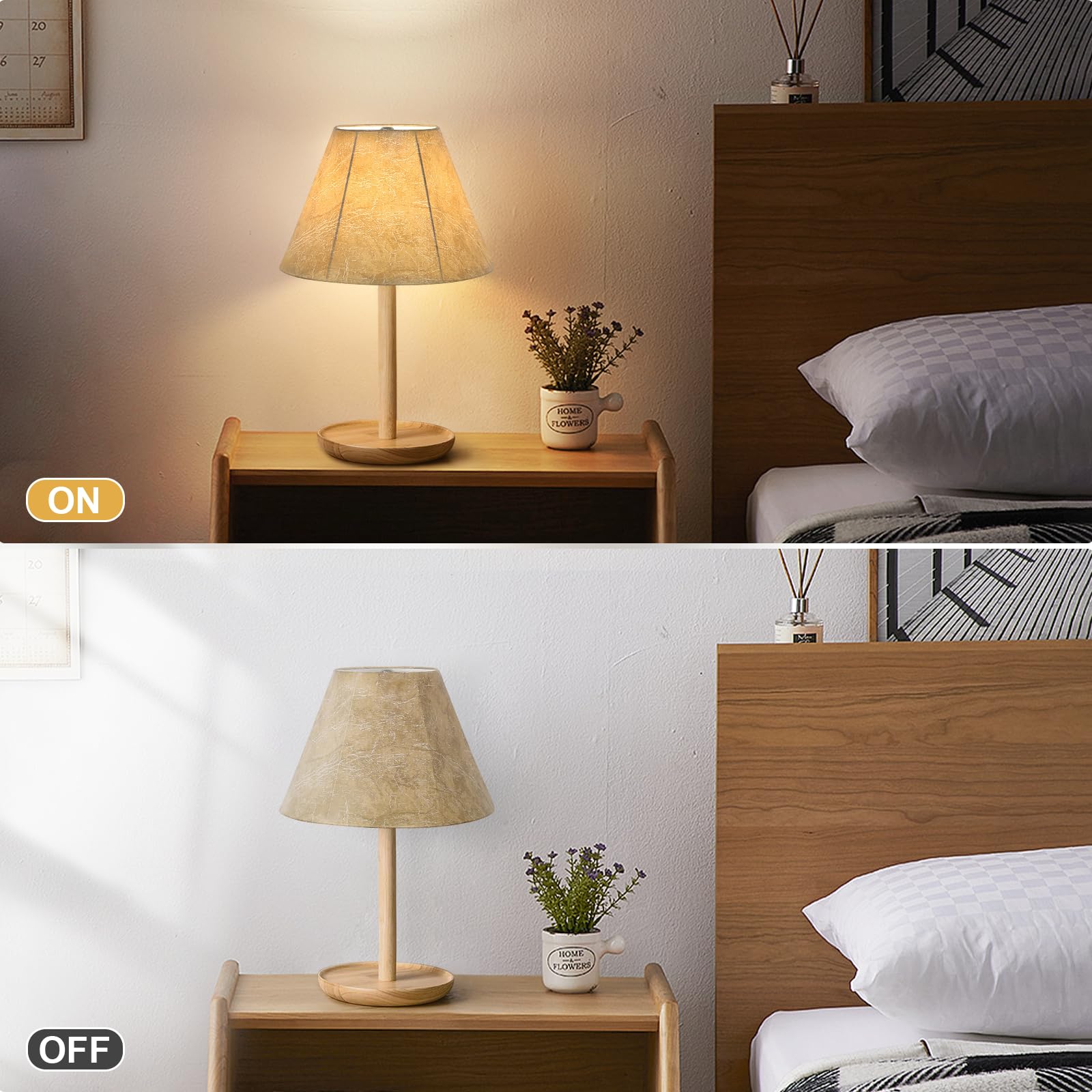 Rustic Lamp Shades Set Of 2, Faux Leather Replacement Lamp Shades, 4.7'' Top X 9.8'' Bottom X 6.4'' High, Small Lamp Shades For