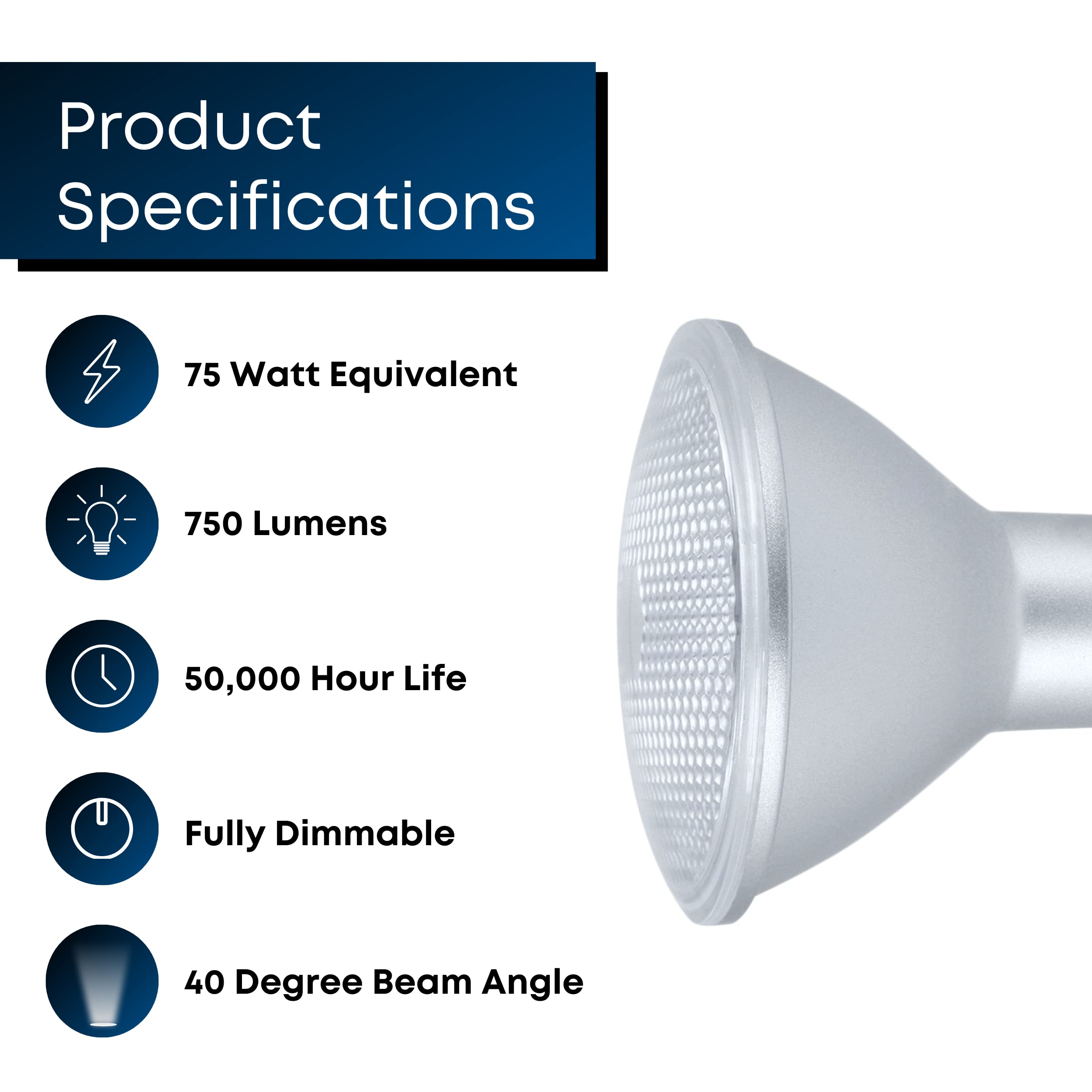 Feit Electric Led Par30L Bulbs, 75W Equivalent, Dimmable, 5000K Daylight, 750 Lumens, 22 Year Lifetime, E26 Base, Par30 Flood Li