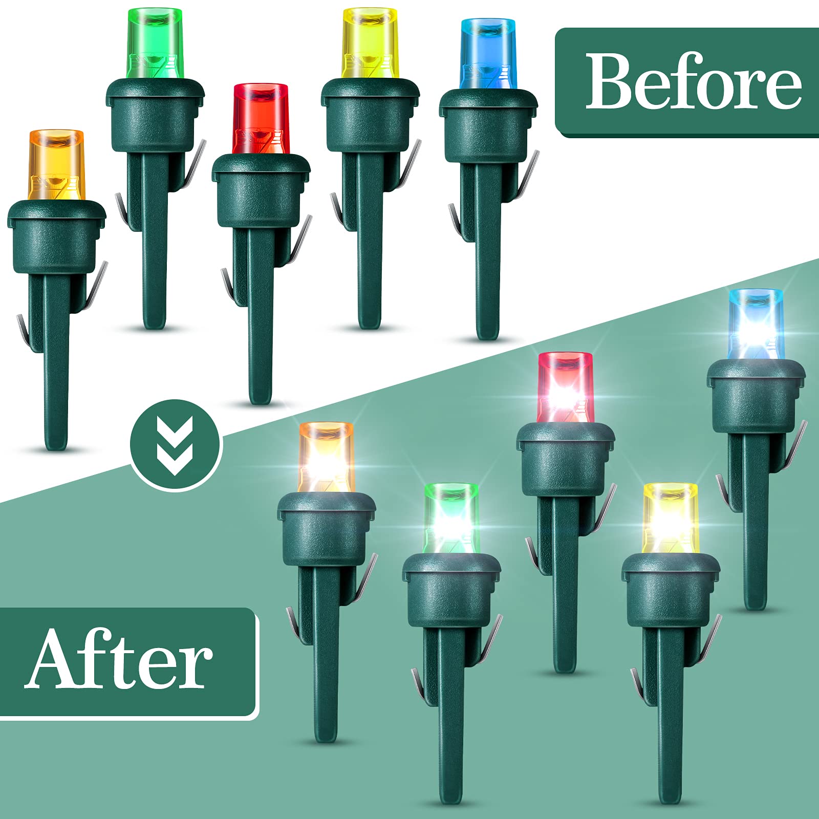 Honoson 48 Count 5 Mm Led Christmas Replacement Bulbs Bulk Wide Angle Christmas Light Xmas Tree String Replacement Festival Ligh