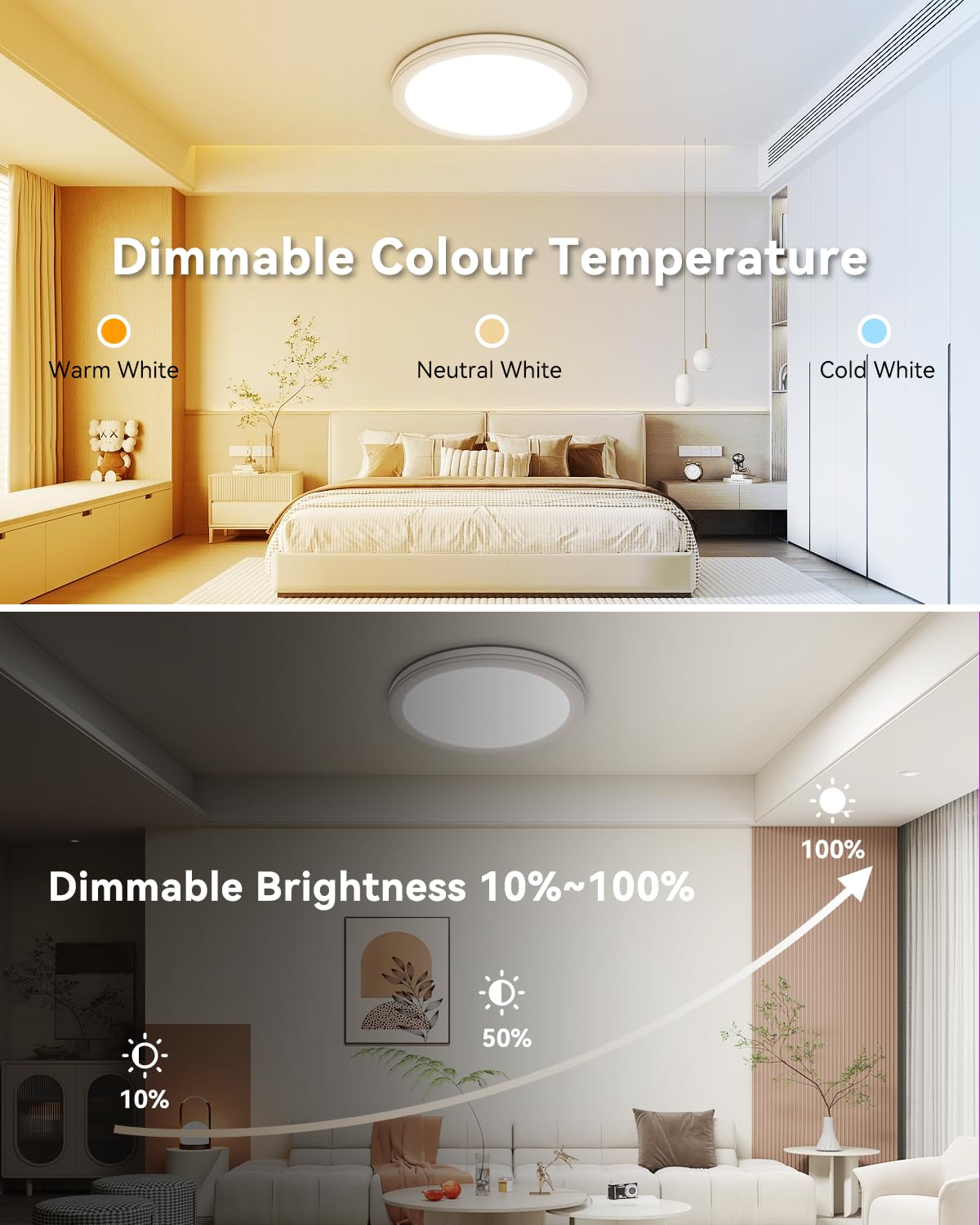 Aphyni Rgb Led Ceiling Light Fixture With Remote, 3600Lm Flush Mount Light Fixture, Diy Colors, Disco Mode, 3000K-6500K Dimmable