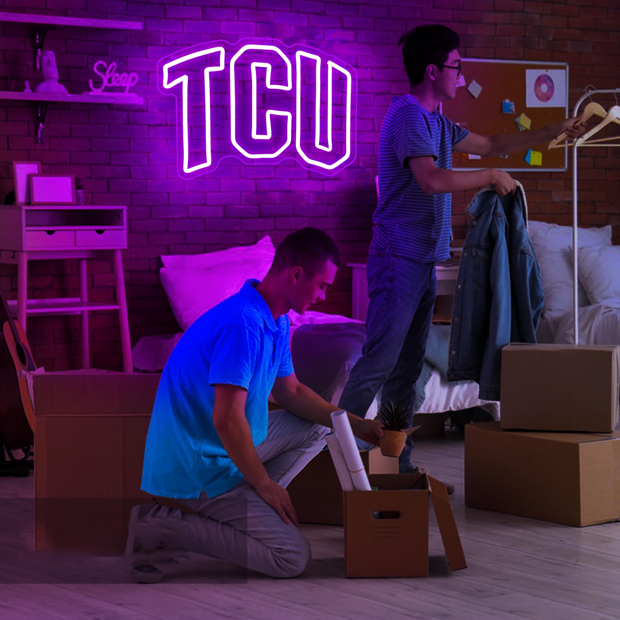 LALAON Neon Sign for Wall Decor - TCU Football Team Logo LED Light, Acrylic, 13.78x9.84in, Purple, Model ZKXD10010