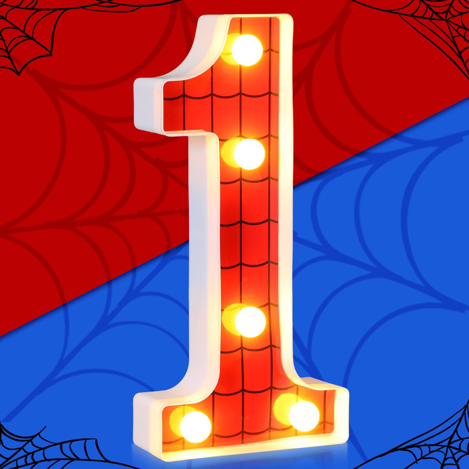 Vihose Spider Led Number Lights Spider Birthday Party Decoration Light Up Numbers Kids Boy Man Birthday Supplies For Marquee Night Christmas Gift Baby Shower(Number 1)