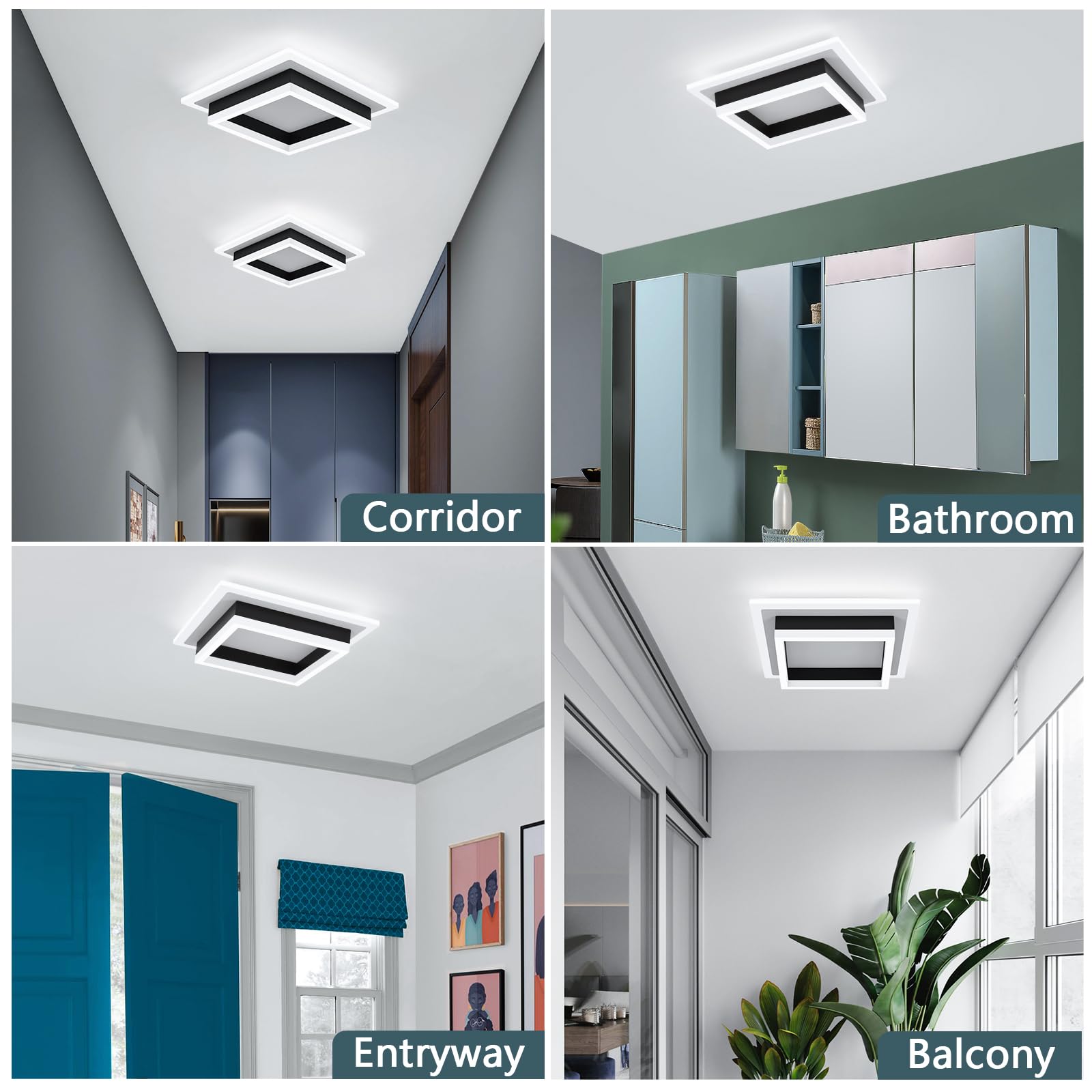 Eidisuny 32W Modern Led Ceiling Light  Small Flush Mount Light Fixture  6500K Cold White Ceiling Lamp  Square Hallway Lighting Fixtures For Living Room Bedroom Bathroom Kitchen (White  Cold White)