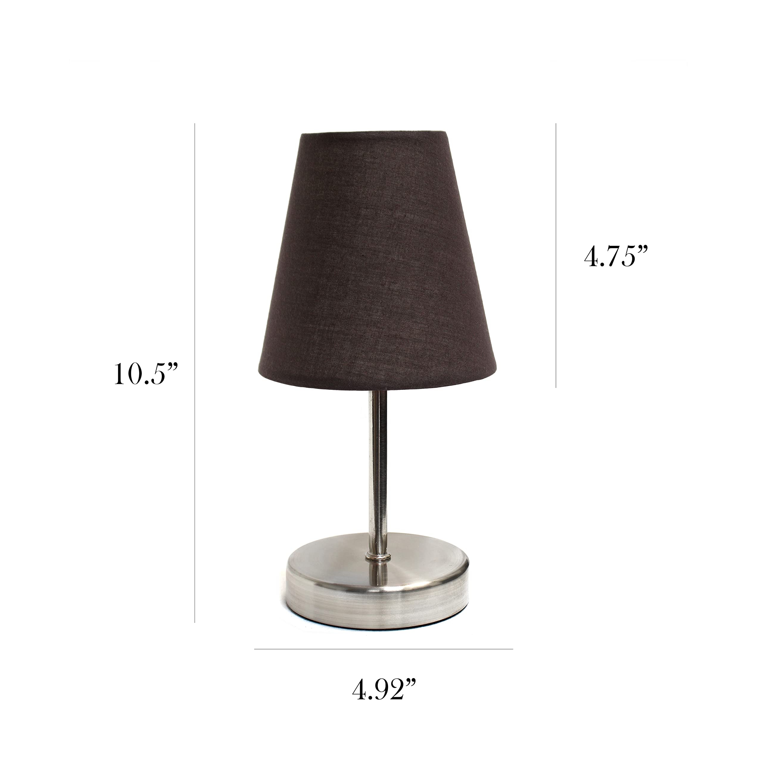 Simple Designs Lt2013-Bwn Mini Table Lamp, Brown Metal With Fabric Shade