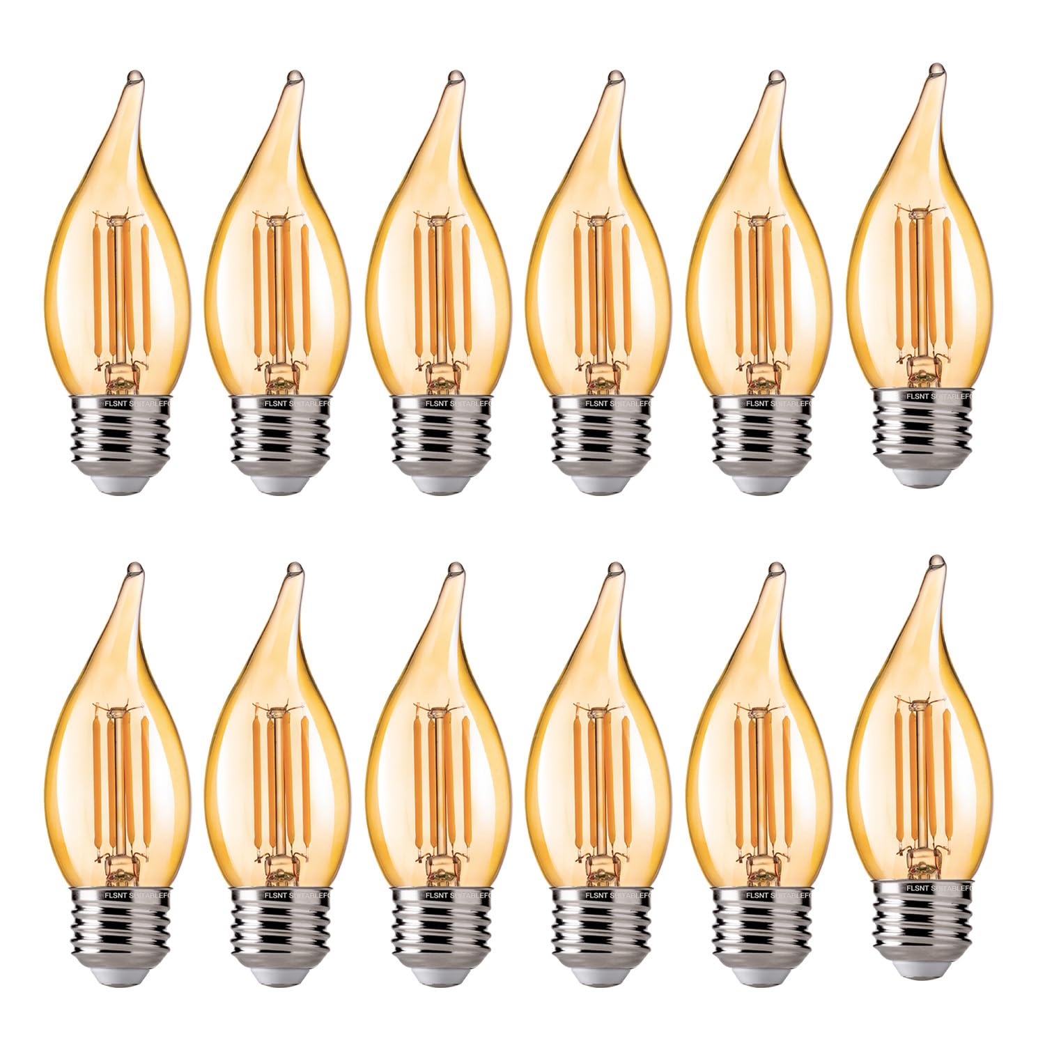 Flsnt Ca11 E26 Led Candelabra Bulbs, Dimmable Led Chandelier Light Bulbs, 40W Equivalent, 2200K Warm White Light, 330Lm, Amber G