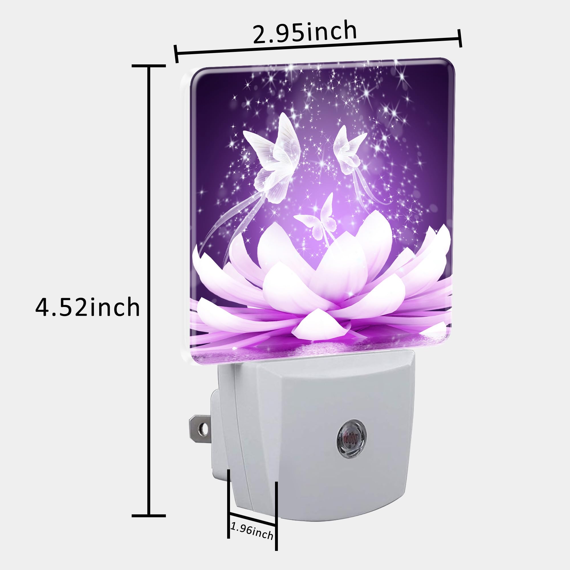 Uiaoiais Beautiful Lotus Flower And Butterfly Night Light Plug Into Wall With Dusk To Dawn Sensor Cute Nightlight For Kid Girls