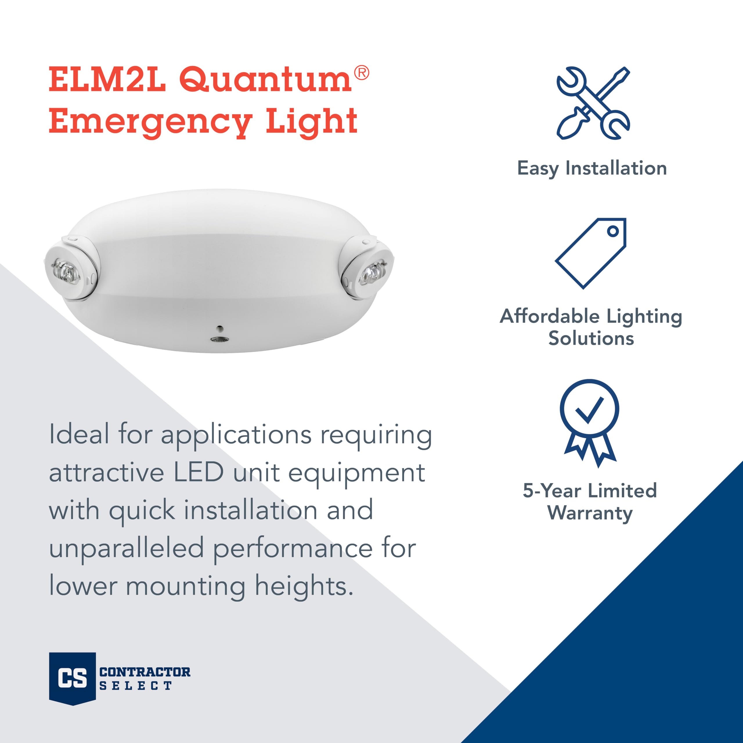 Lithonia Lighting Elm2L M12 Quantum Led Emergency Light, Manual Testing, 220 Lumens, White