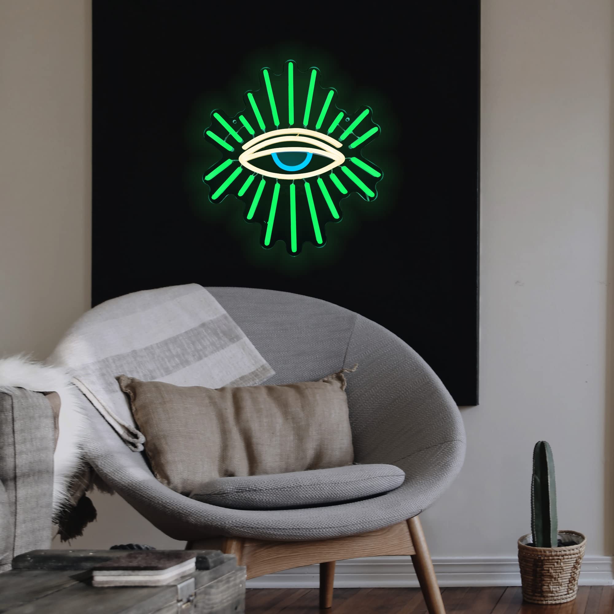 Abooly Neon Wall Sign, Green Eye Dimming LED, 13L x 11.8W, Acrylic & Vinyl, Game Room, Bedroom Decor