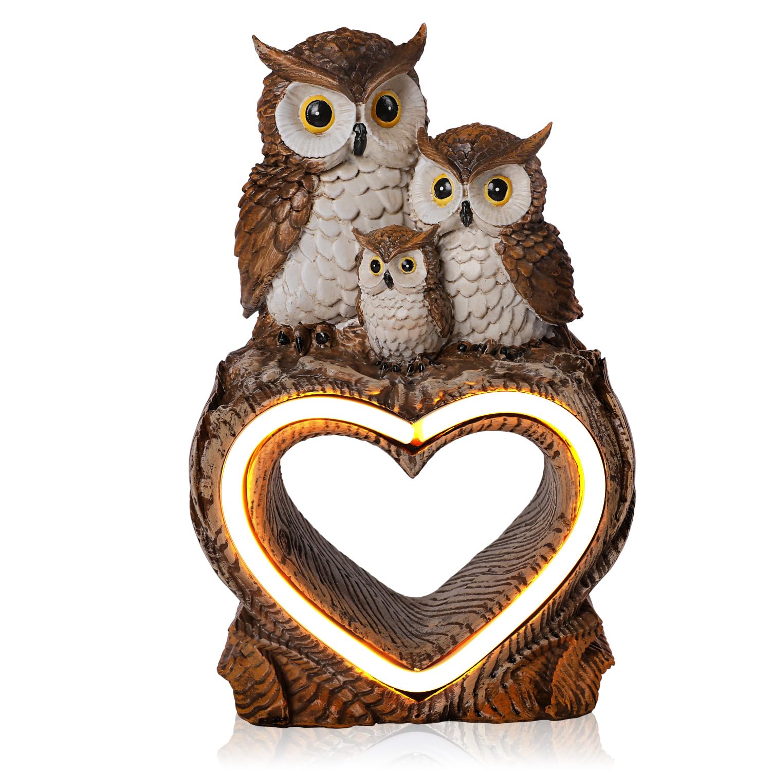 JJALIGHTS Solar Garden Decor Statues 7 Resin Solar Owl Waterproof Garden Owl Decor for Outside Yard Patio Porch Decoration Gift 