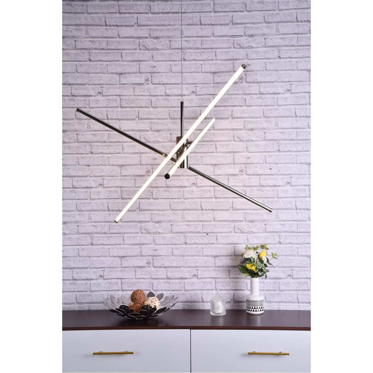 Elegant Lighting Living District Sonya 3-Light Modern Aluminum Pendant in Polished Nickel Finish