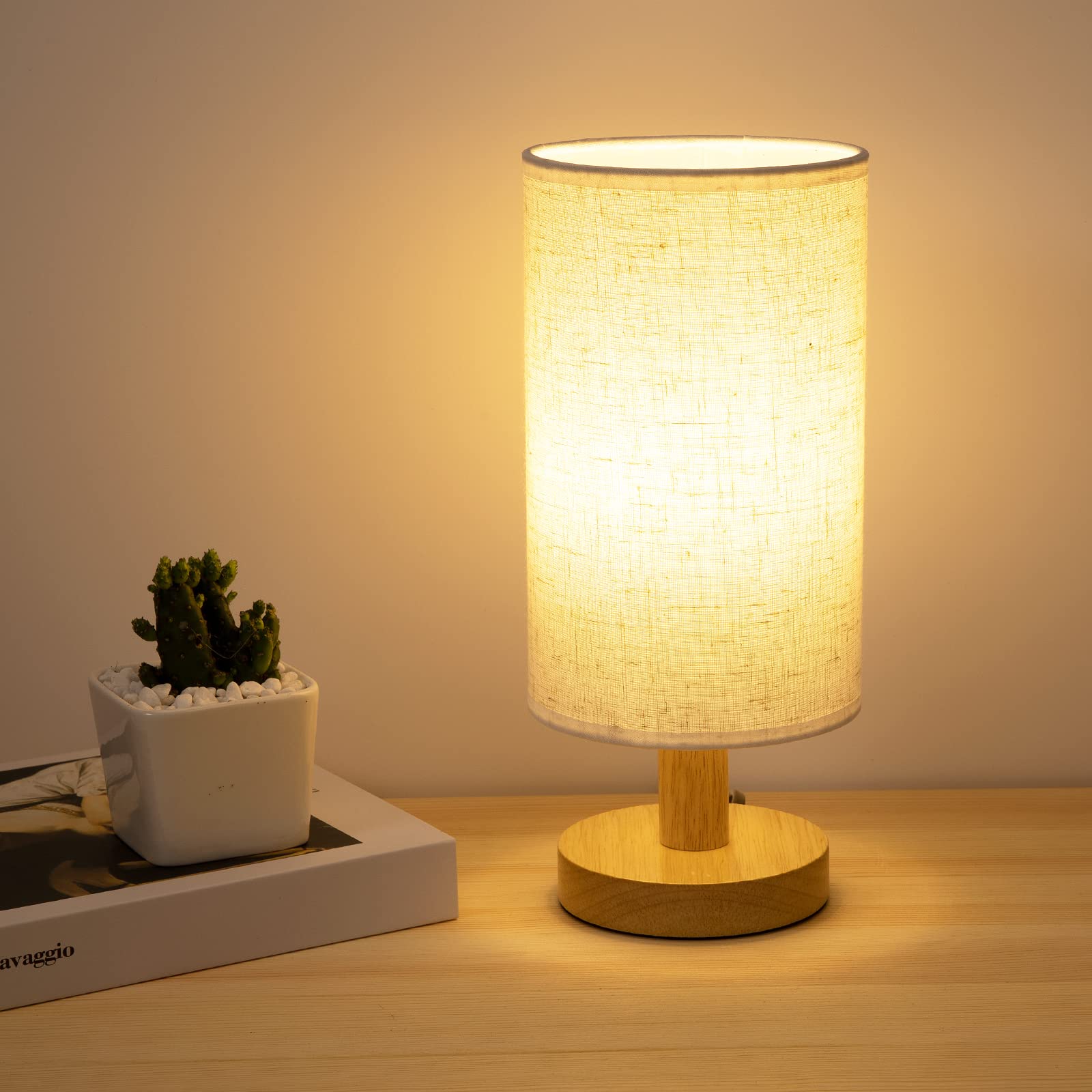 Uchenton Table Lamp For Bedroom - Small Beside Lamps For Night Stands Home Office - Minimalist Design Warm Light Mini Boho Lamp