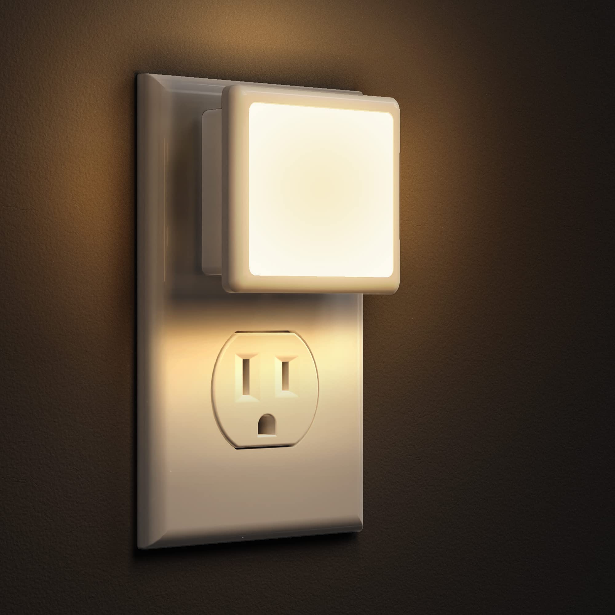 L LOHAS LED Night Lights 2-Pack, 0.3W, Dusk to Dawn, Soft White 3000K, Auto-On/Off, for Bedroom, Bathroom, Kitchen, Model