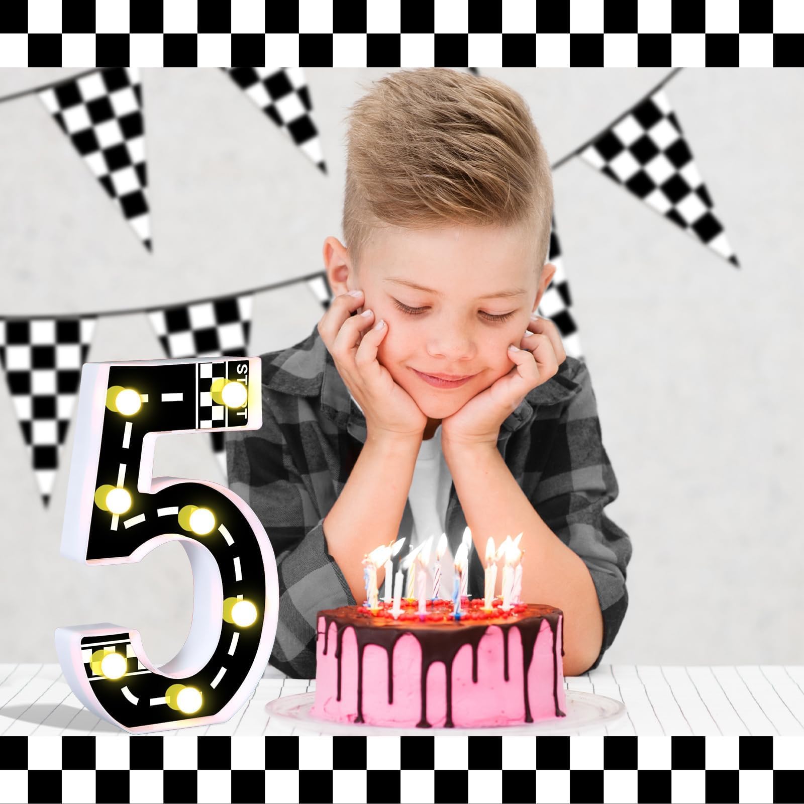 Racing Car Light Up Numbers For Party Cars Birthday Decorations Birthday Light Up Sign Racetrack Inspired Decor Cars Theme Birth
