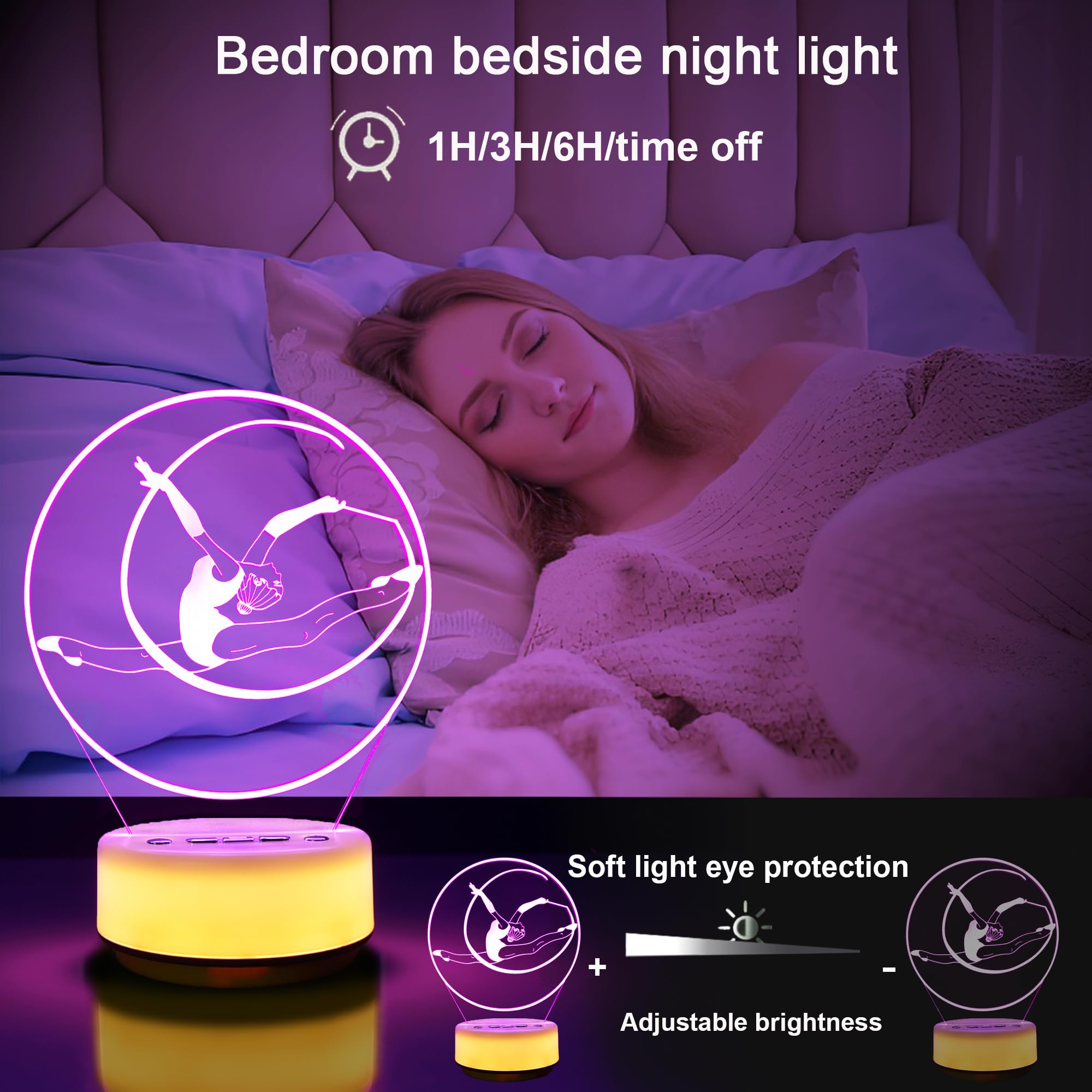 MTDYHY Gymnastics Night Light Sport Lights Gymnastics Stuff Gifts Gifts with 14 RGB Colors Remote Control Timer Dimmer, Fan Deco