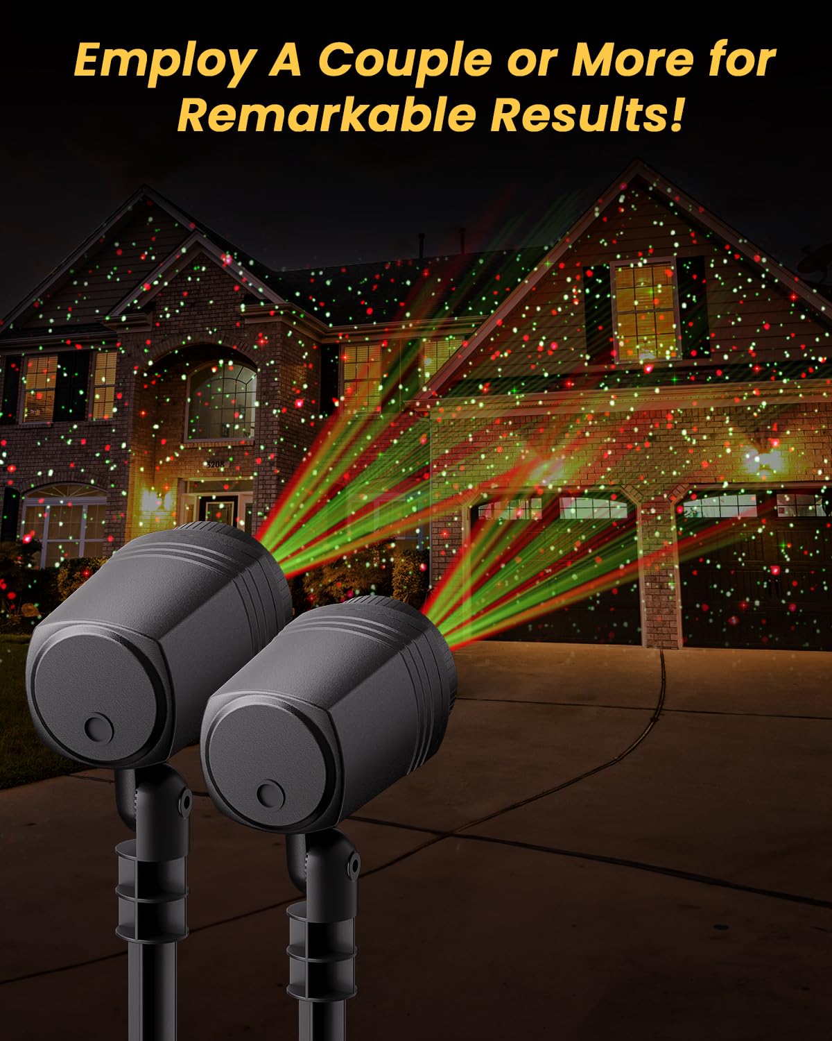 Enjoyedled Christmas Projector Lights - Red & Green Galaxy Laser, IP65 Waterproof, Remote Control - Model LPS-GD-03RG