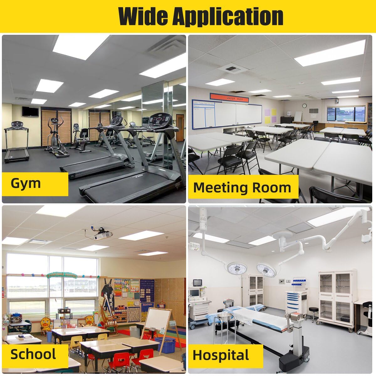 2X4 Led Flat Panel Light Drop Ceiling Office Fixture,4Pack 7800Lm Commercial Shop Warehouse Fixture,0-10V Dimmable,5000K Dayligh