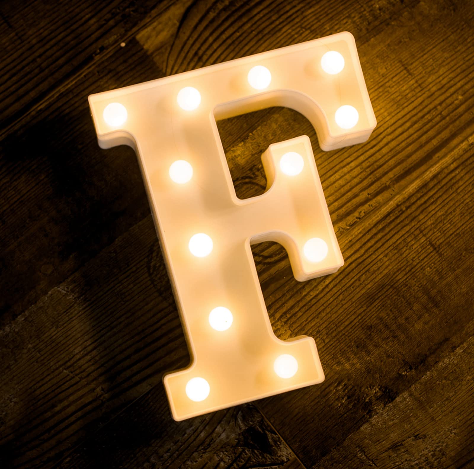 Foaky LED Letter Lights Sign Marquee Light Up Letters Sign for Night Light Wedding/Birthday Party Battery Powered Christmas Lamp Home Bar Decoration(F)