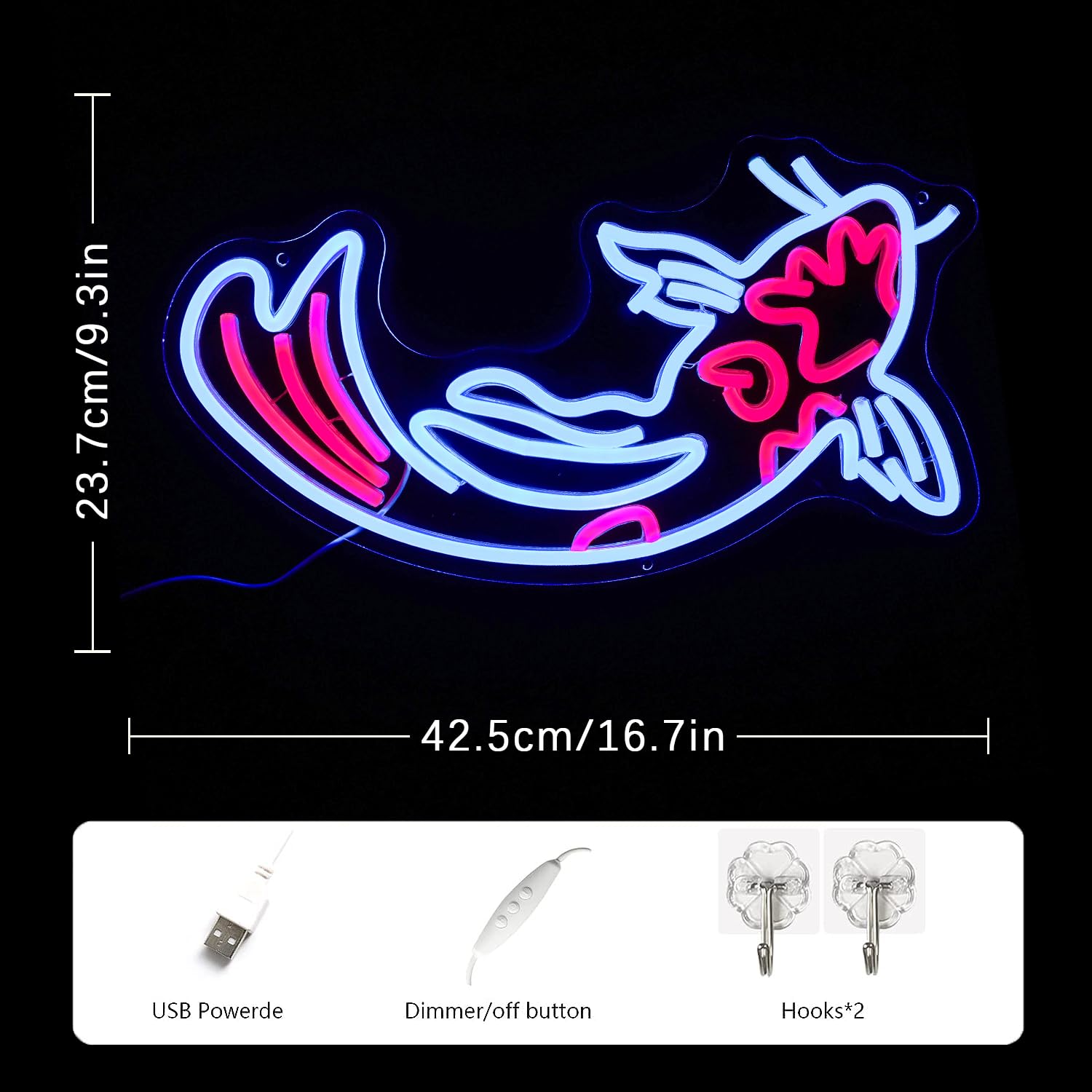 LMSIGNLY Koi Fish Neon Sign LED Light, Dimmable, 17inx9.5in, Blue Red, for Wall Decor, Bar, Restaurant, Office, Koi Pond