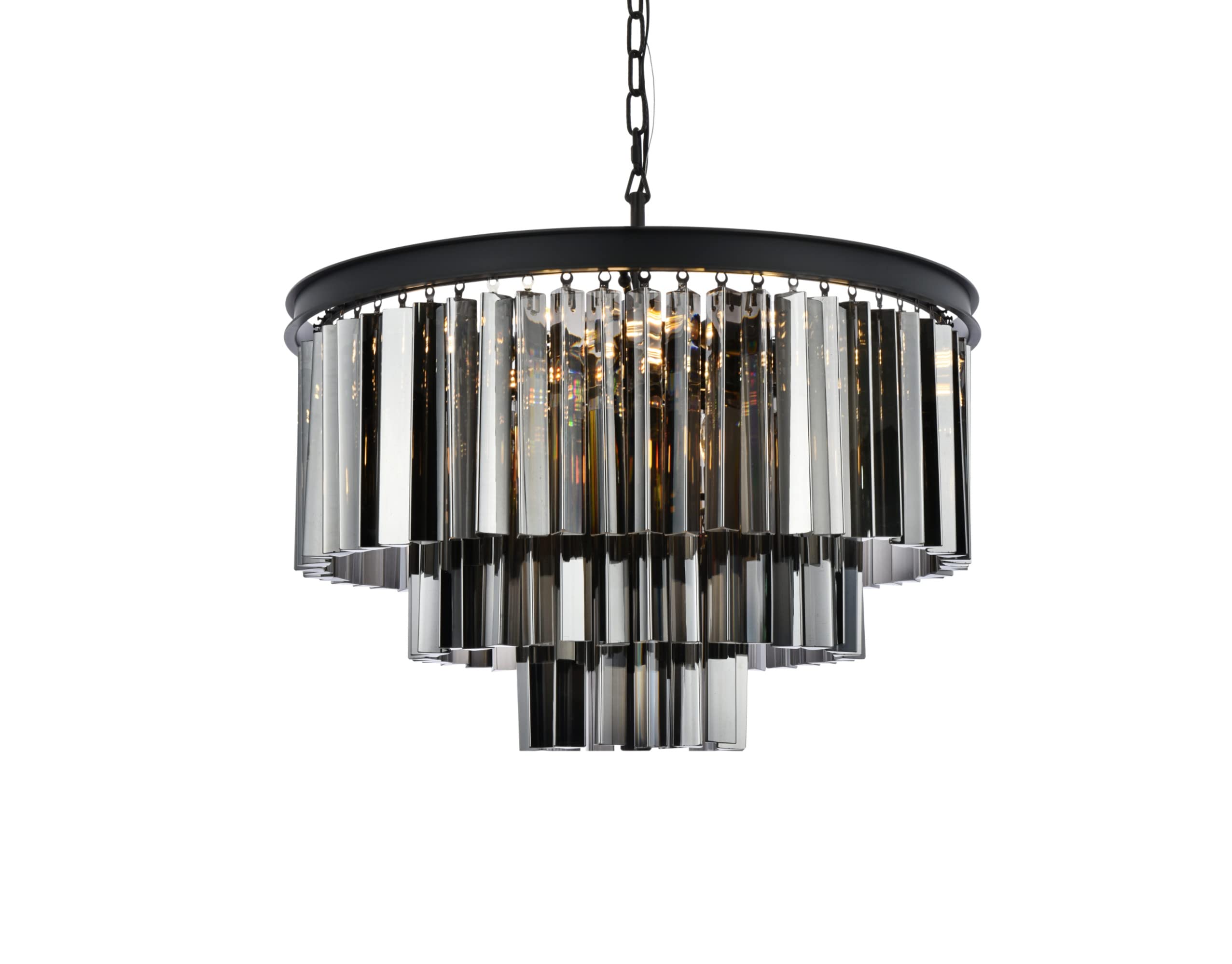 Elegant Lighting Sydney Collection 1201D26MB-SS/RC 9-Light Pendant Lamp with Royal Cut Silver Shade Crystals, Mocha Brown Finish