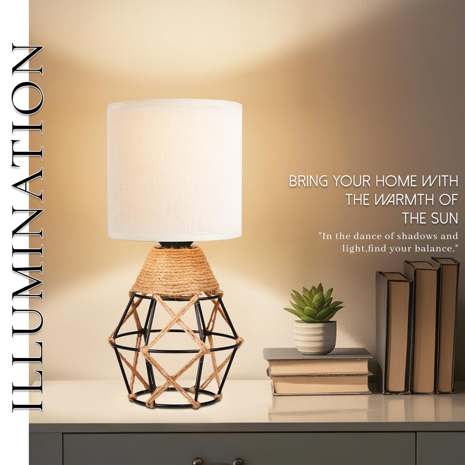 Hamilyeah Table Lamps Set Of 2 With On/Off Switch, Farmhouse Woven Bedside Lamps For Night Stands With Beige Linen Fabric Shade