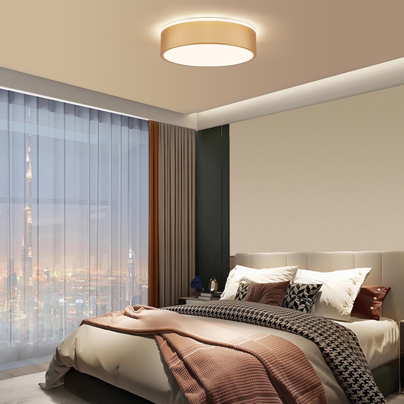 Vikaey Gold Led Ceiling Light, Modern Flush Mount Ceiling Light Fixture, Minimalist Round Metal Lighting Fixture Ceiling Lamp For Hallway, Entryway, Bedroom, Balcony, 11.81 Inch