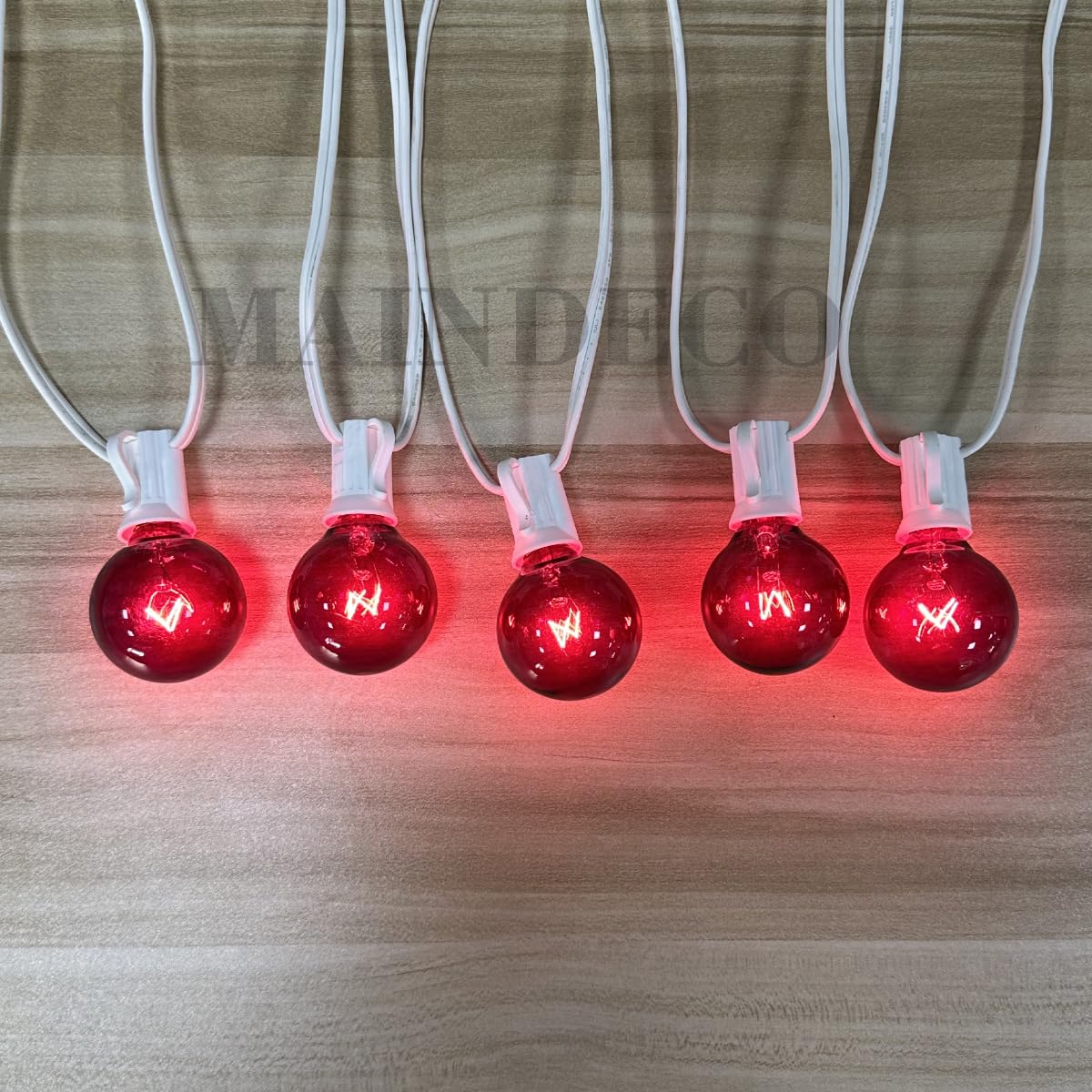 Maindeco 25 Pack G50 Replacement Bulbs,120V 7W Incandescent,E12 Base,For Indoor Outdoor String Lights-Purple