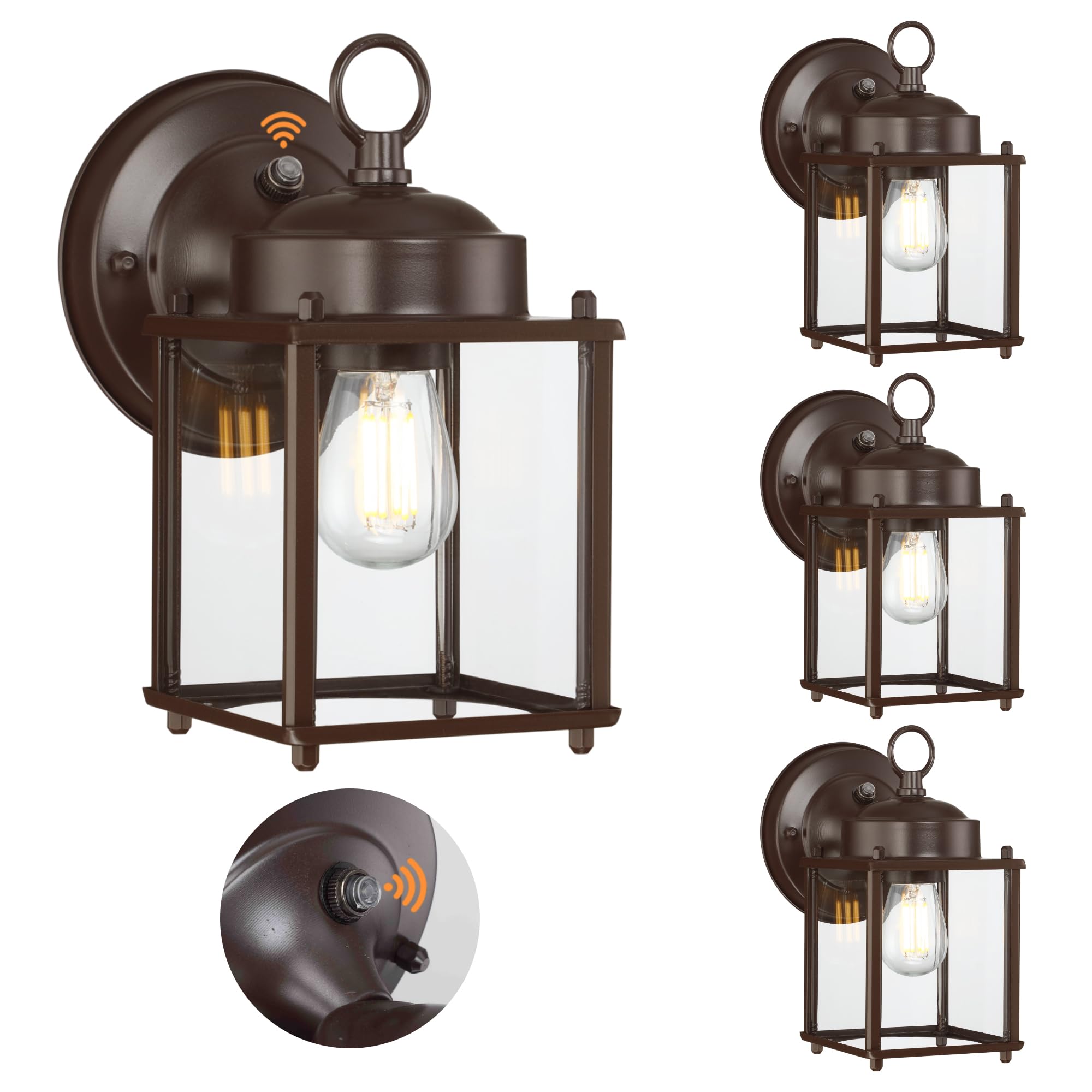 GRUENLICH Dusk to Dawn Outdoor Wall Lantern, 4 Pack, 8 Inch, Bronze, Metal, Model GR-WL008D2D-BRZ-4PK