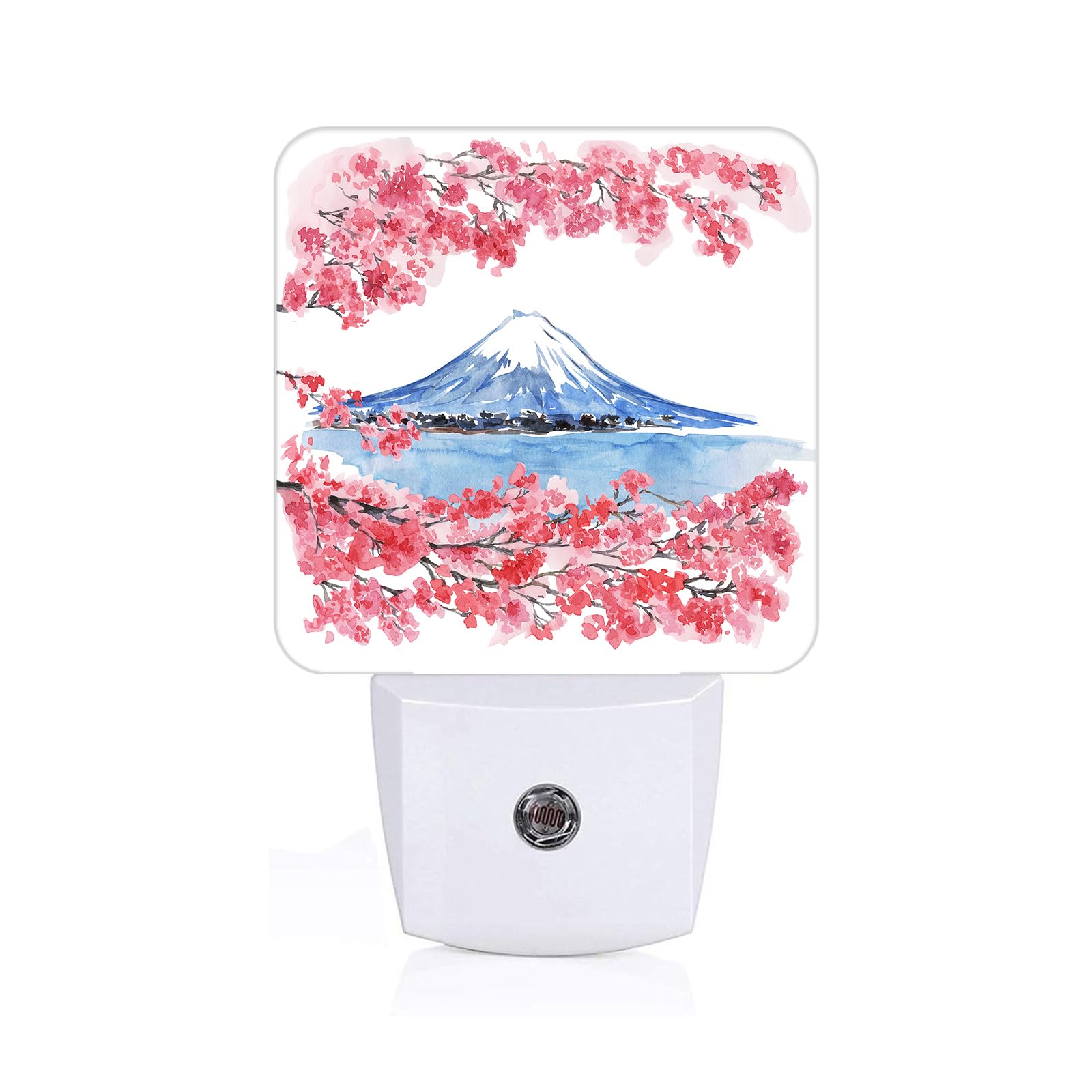 FSHVQKD Cherry Blossoms Mount Fuji Night Light,Plug-in Night Lights with Dusk-to-Dawn Sensor for Stairway,Hallway,Bedroom Sleep 